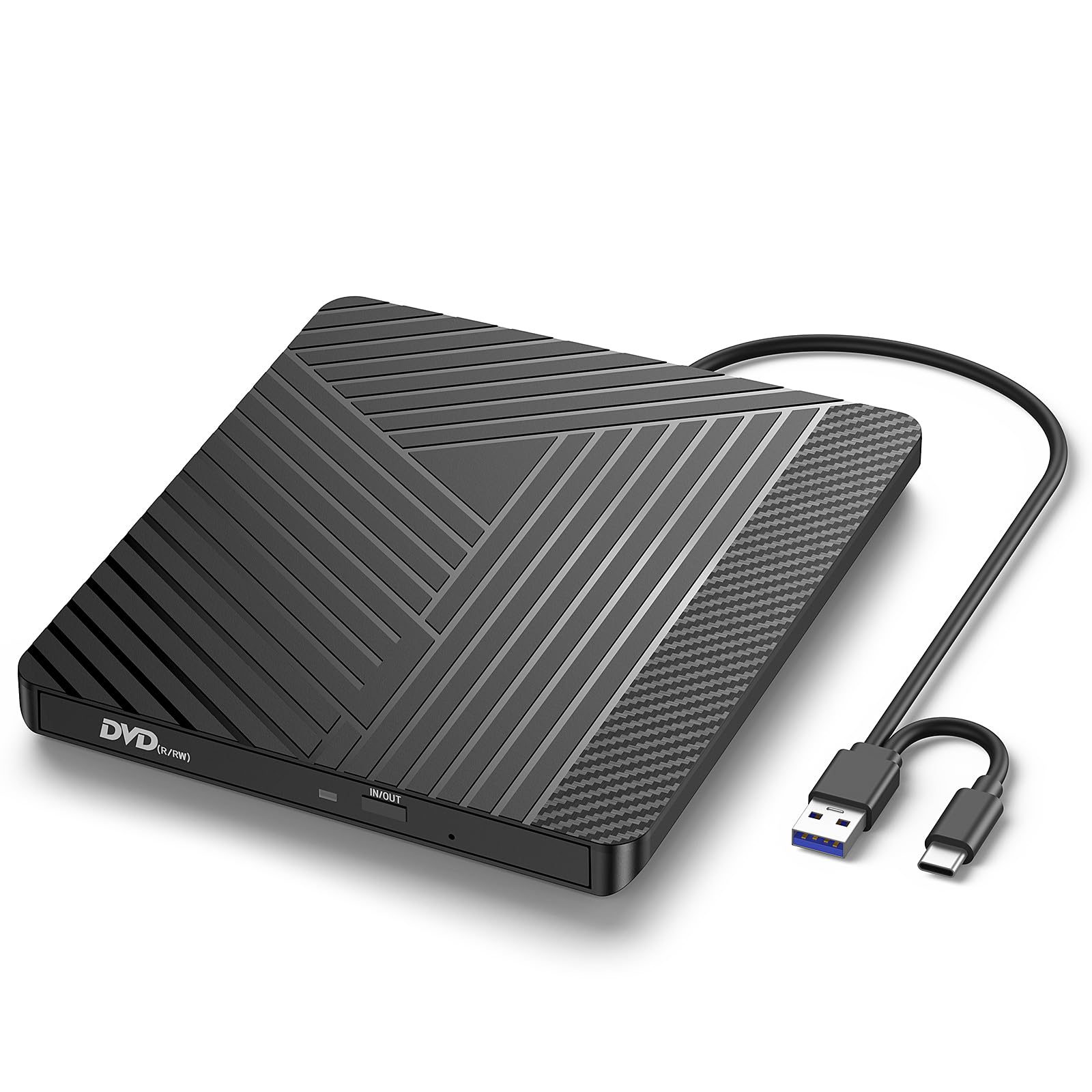Lecteur DVD CD Externe, USB 3.0 Graveur DVD CD Externe, Ultra-mince Lecteur CD DVD Externe pour PC, Optique Portable CD DVD -/+RW Drive pour Laptop Desktop MacBook Mac Windows 11/10/8/7/XP Linux Vista