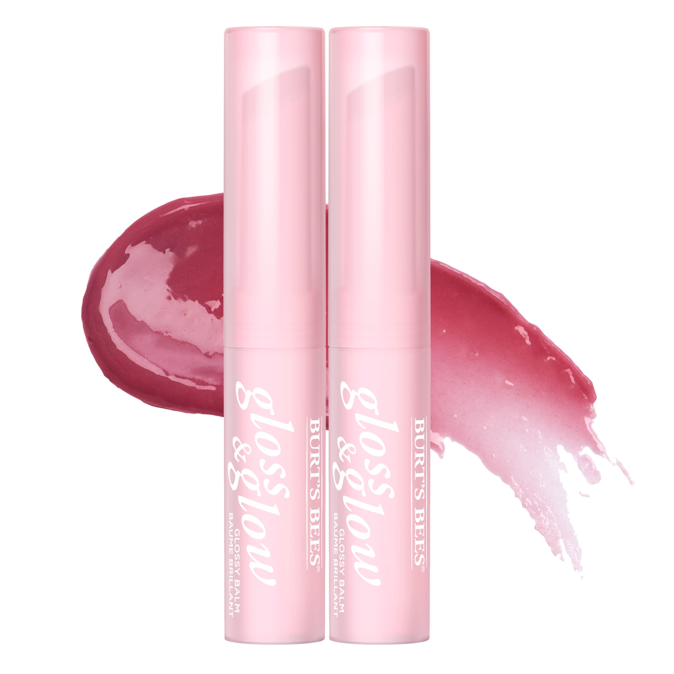 Burts Bees Gloss and Glow Glossy Balm, 100% Natural Origin, Eat, Drink and Be Cherry, 1 Tube, Pack of 2