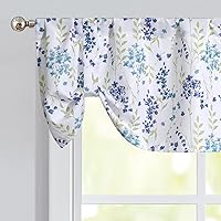 Vista 10 de Cortinas de cocina con estampado floral azul de 24 pulgadas de largo, cortinas de café de acuarela para cocina, tratamiento de ventana de baño