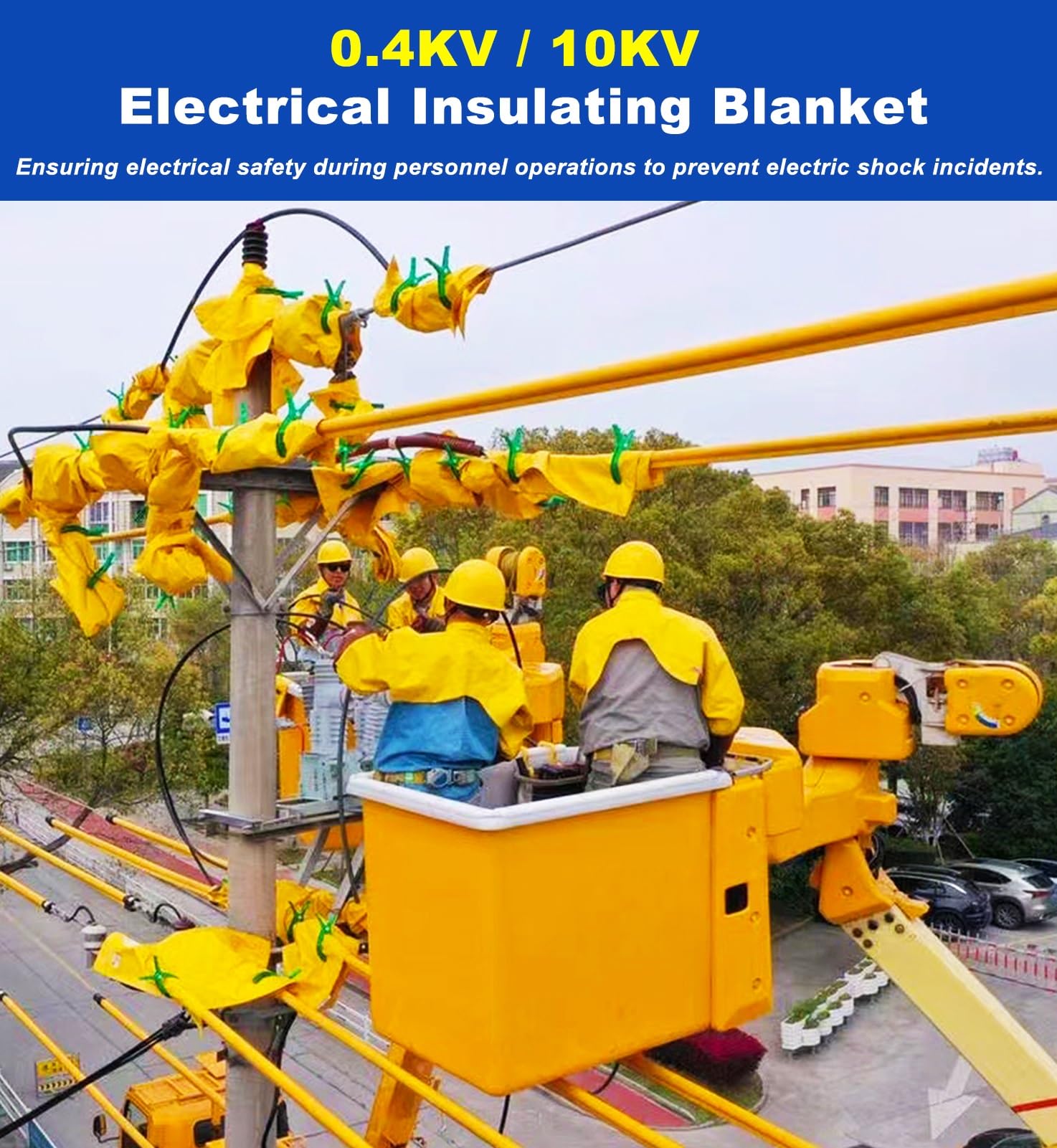 Elektryczny koc izolacyjny, 0,4 kV-10 kV, sprzęt bezpieczeństwa z żywicy EVA, do pracy, z 2 zaciskami, 100 cm x 80 cm