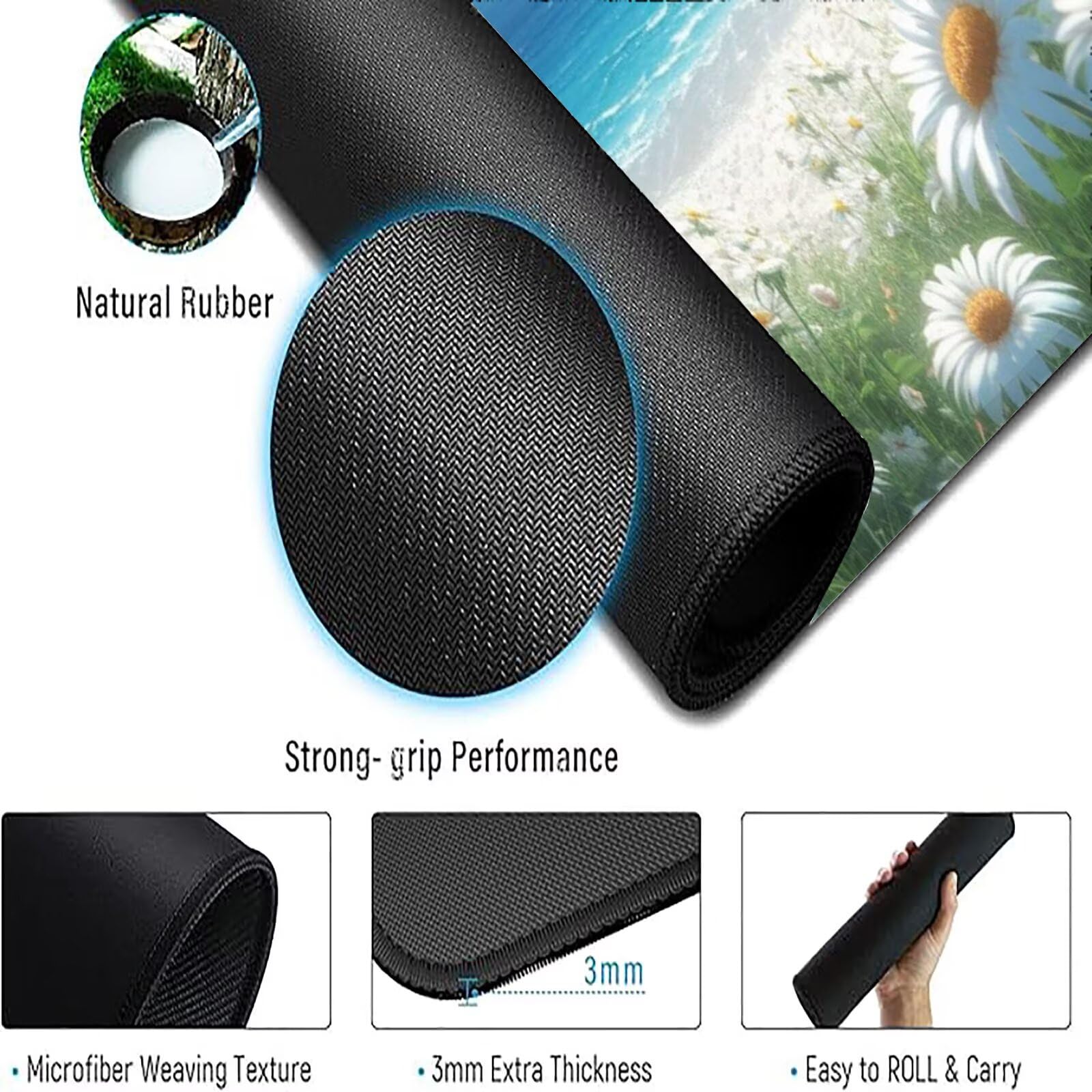 Podkładka pod mysz XXL 1600 x 800 mm beżowa podkładka pod mysz kwiaty mata podkładka pod mysz do gier antypoślizgowa gumowa podstawa zszyte krawędzie akcesoria biurowe do gier do biura i komputera