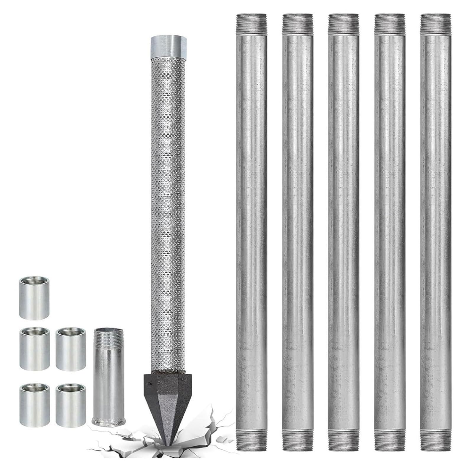Xyfgodem One Colour Cast Iron Well Tip 1 1/4" With Stainless Steel Filter 60 Mesh - Robust Kit For Water Extraction And Manual Irrigation