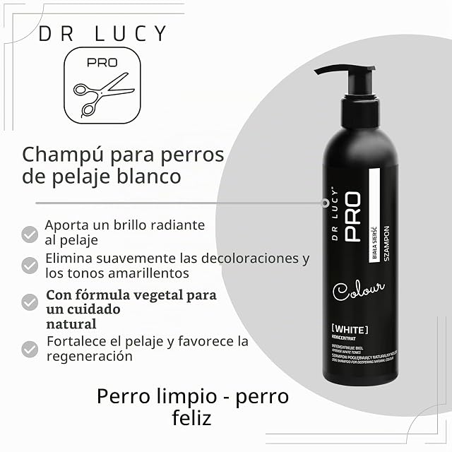 Foto 2 de 8 de DR Lucy Pro White Champú para Perros de Pelo Blanco, 250 ml