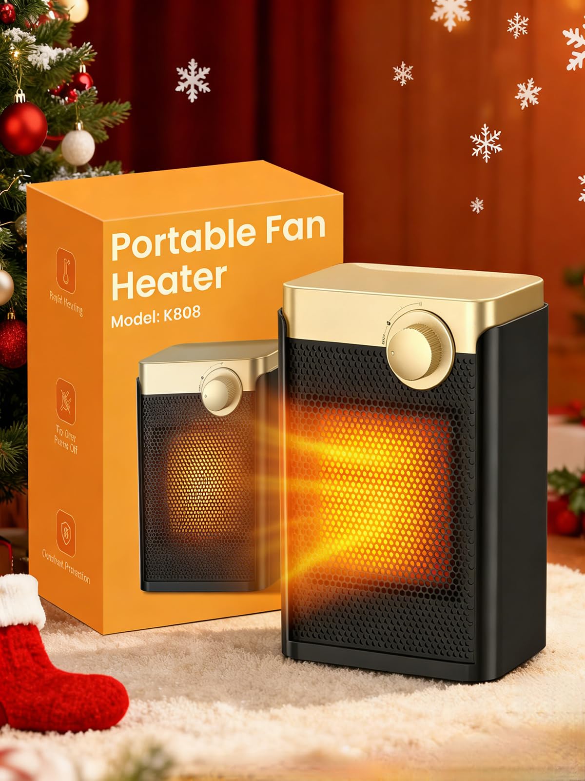 Calefactor Bajo Consumo, 1500W PTC Silencioso Radiador Electrico Bajo Consumo con 3 Modos, Protección Contra Sobrecalentamiento y Vuelco, Mini Calefactor Eléctrico Portátil para Dormitorios,Oficinas
