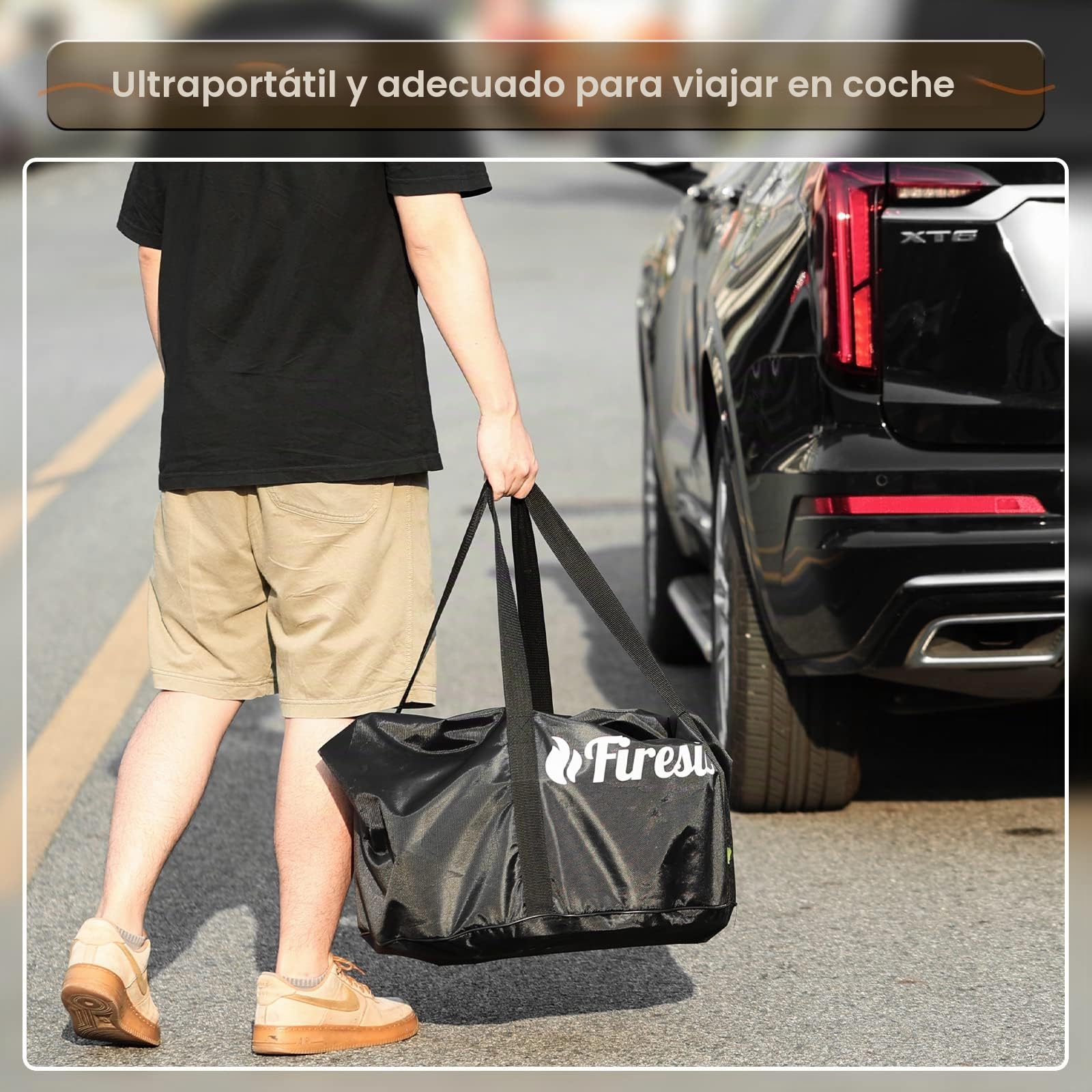 Brasero Pluto PR19-22 de TURBRO de 49 cm para quemar leña al aire libre, fabricado en acero inoxidable con soporte, bandeja recogecenizas extraíble, bolsa de almacenamiento impermeable, diseño anidado
