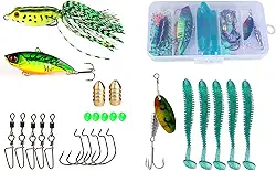 Kit de Isca Artificial Sougayilang Pesca Misturado com Ganchos e Acessórios de Iscas Suaves para Pesca de Águas Doce e Salgada Truta Salmão
