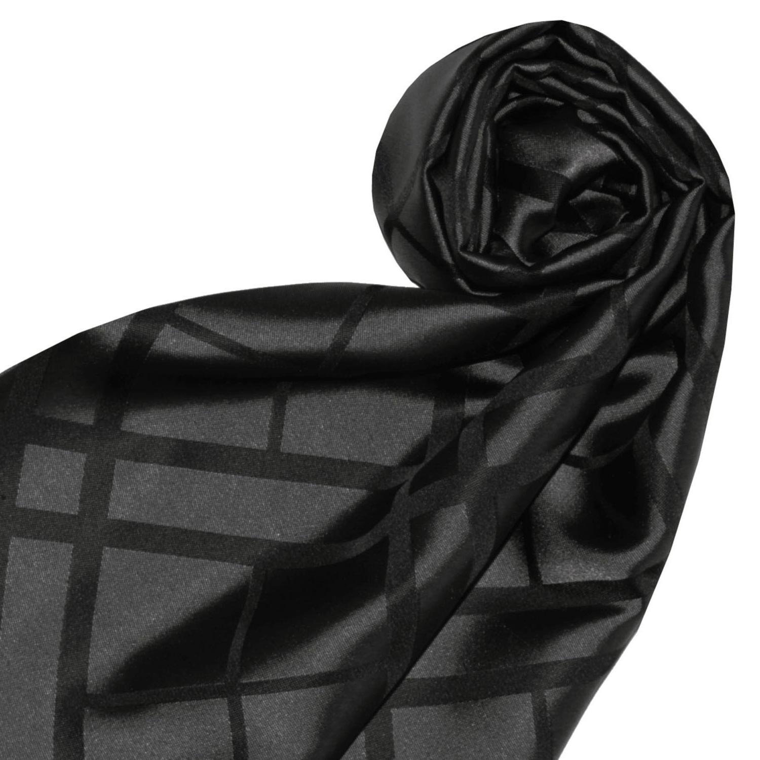 Lorenzo Cana Herren Schal aus 100% Seide aufwändig jacquard gewebt Damast Seidenschal Seidentuch Tuch schwarz black 25 cm x 160 cm - 8923311