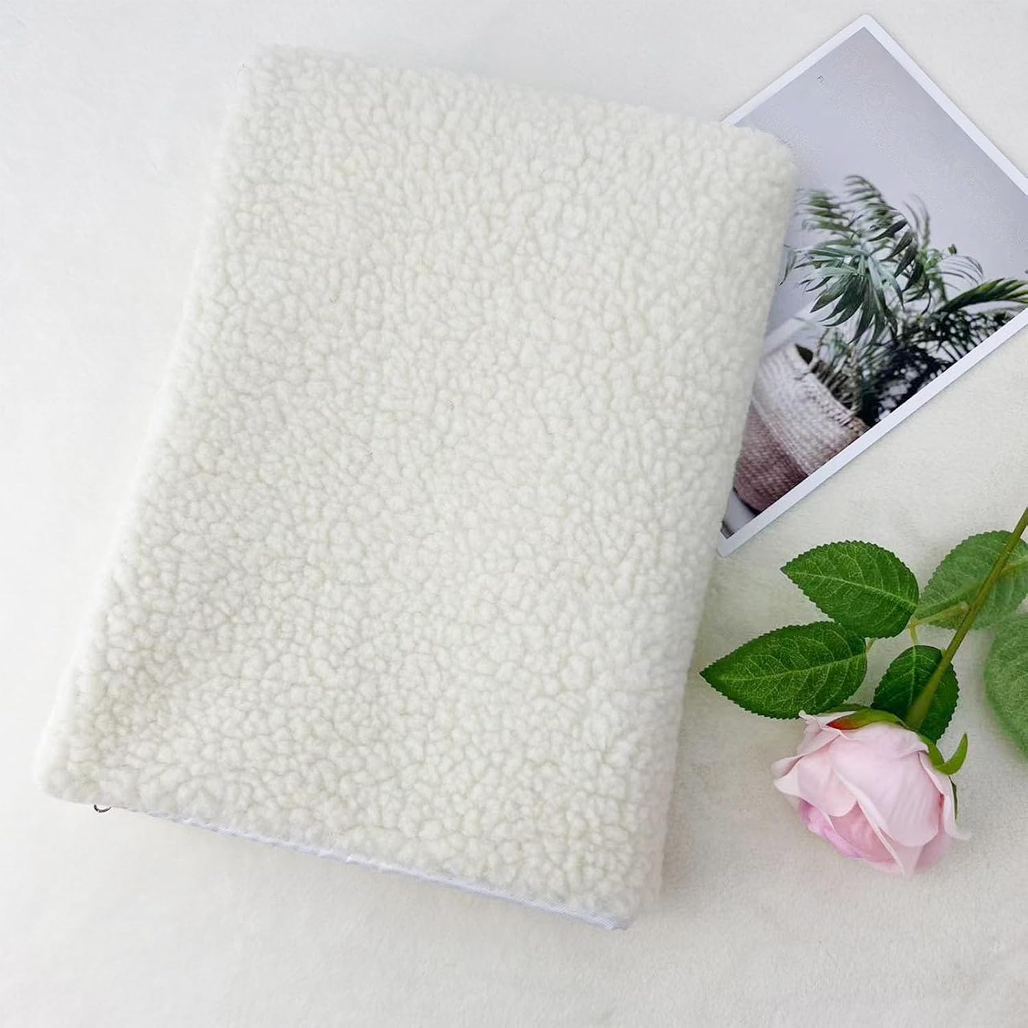 review OKJHFD Pet Warm Cotton Pad Bed Pet Mattress Floor Mat, Dog Bed Pad Soft Comfortable Lamb Wool Pet Sleeping Mat Durability Pet Bed Mat for Crate, Vehicle, Sofa, Furniture (White)