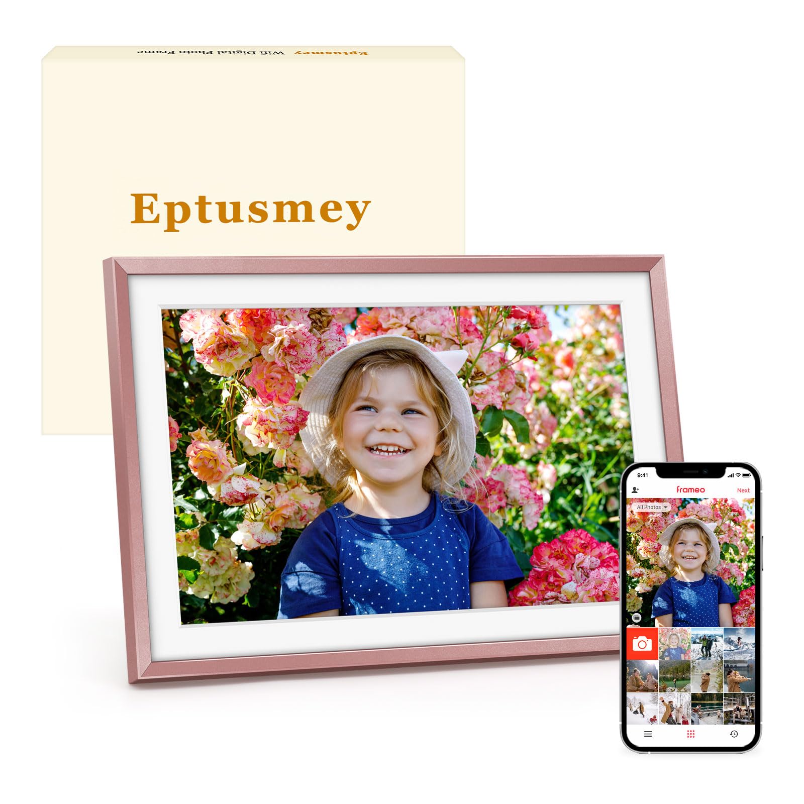 Digital Picture Frame:Built-in 32GB| WiFi Digital Photo Frame with 10.1" Touch Display, Send Picture/Video via Frameo/USB/Micro SD, Easy Setup, for mom