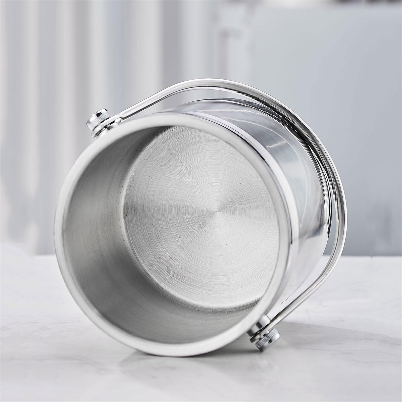 Cubo de Hielo Cubitera metálica de Doble Pared con Tapa for Botellas Vino, champán o Cerveza Enfriador Vino | Grande