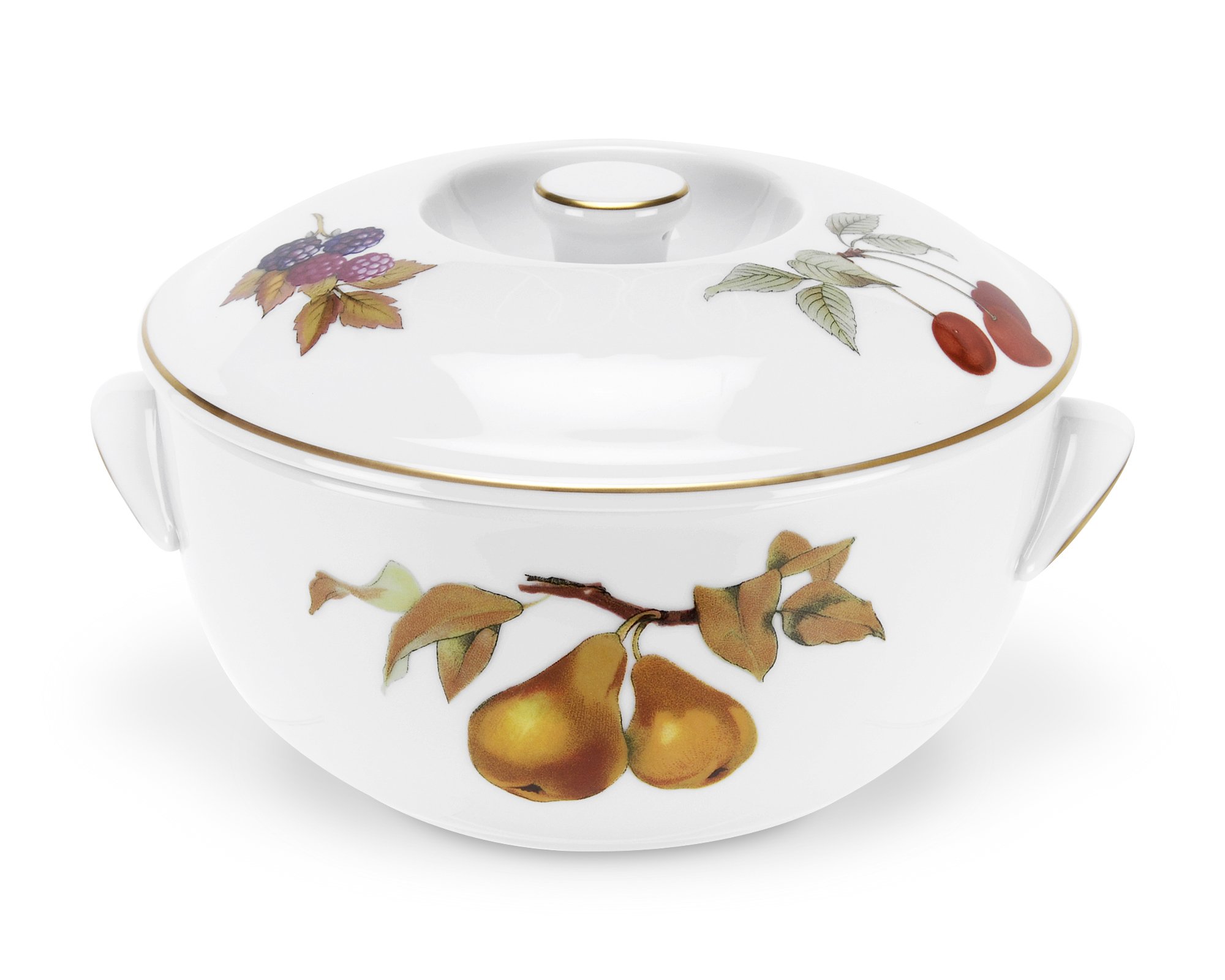 Portmeirion White Royal Worcester Evesham Gold Round Covered Deep Dish