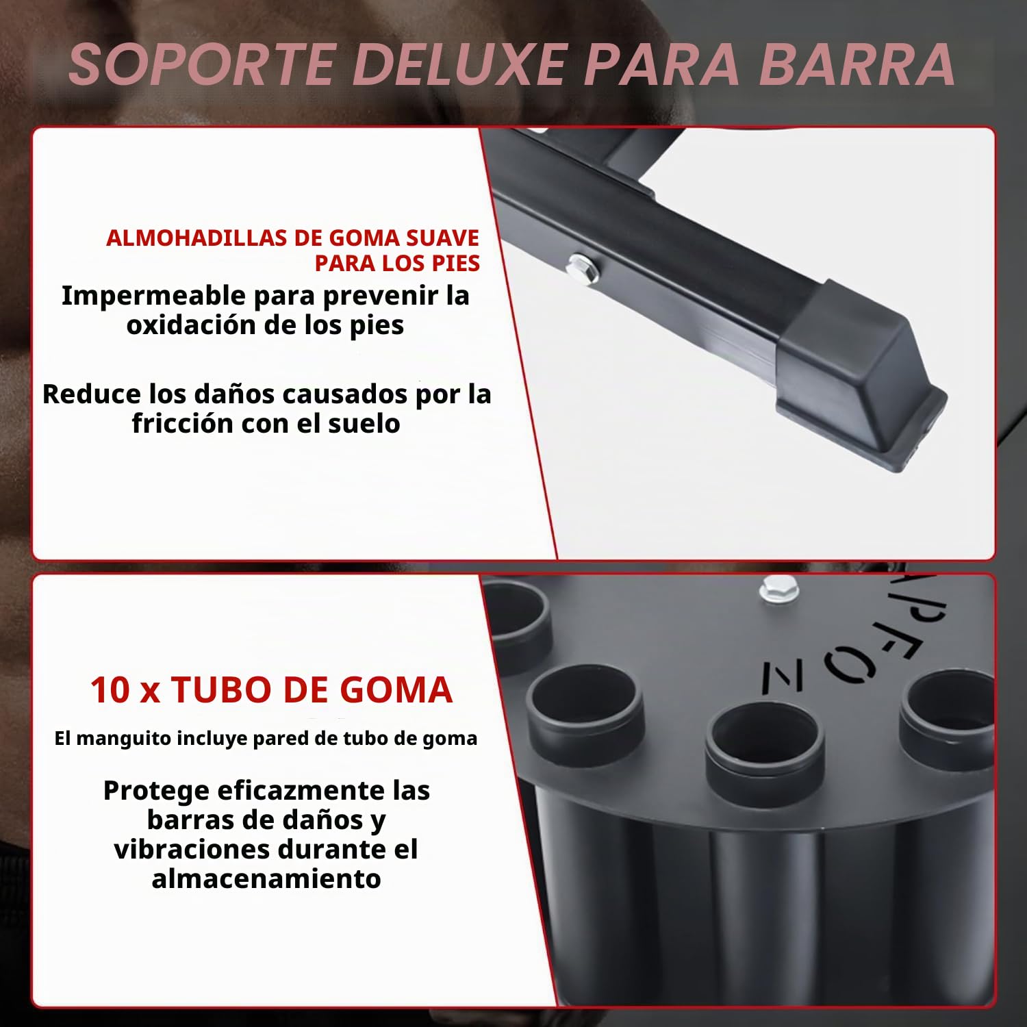 Soporte para barras, soporte vertical giratorio para barras con capacidad para 5/10 barras, compatible con barras olímpicas de 2 pulgadas.