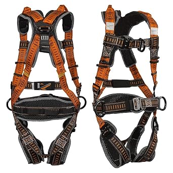 Malta Dynamics Razorback Elite MAXX - Safety Harness and Fall Protection Kit with Sewn in Lumbar Support Belt and Built-in Rescue Handles for Fall Arrest, OSHA & ANSI Compliant Small-Medium
