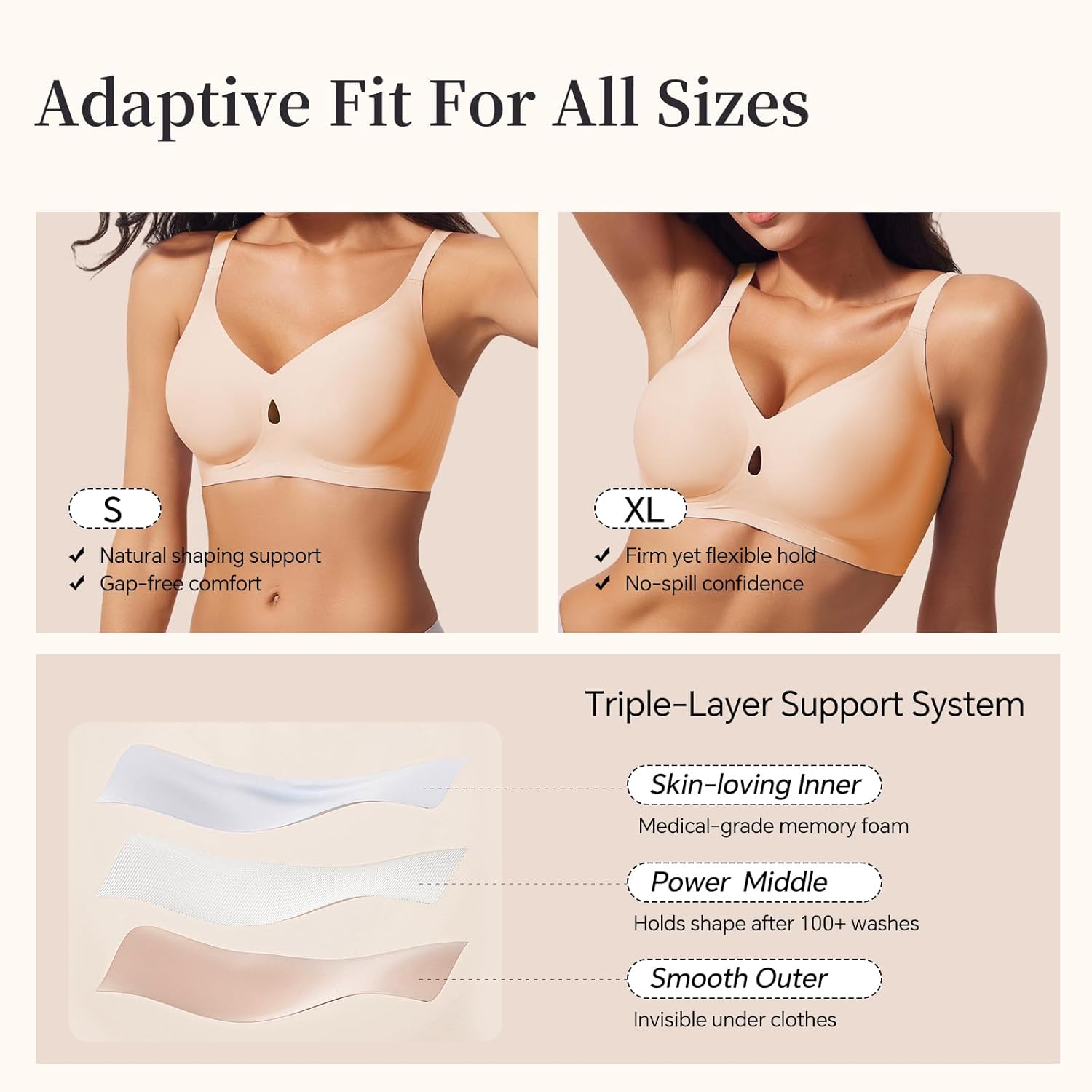 UIMERO Bras for Women No Underwire, Wireless Womens Bras Full Coverage, Seamless Jelly Bra, Bralette for Women with Support - Image 5