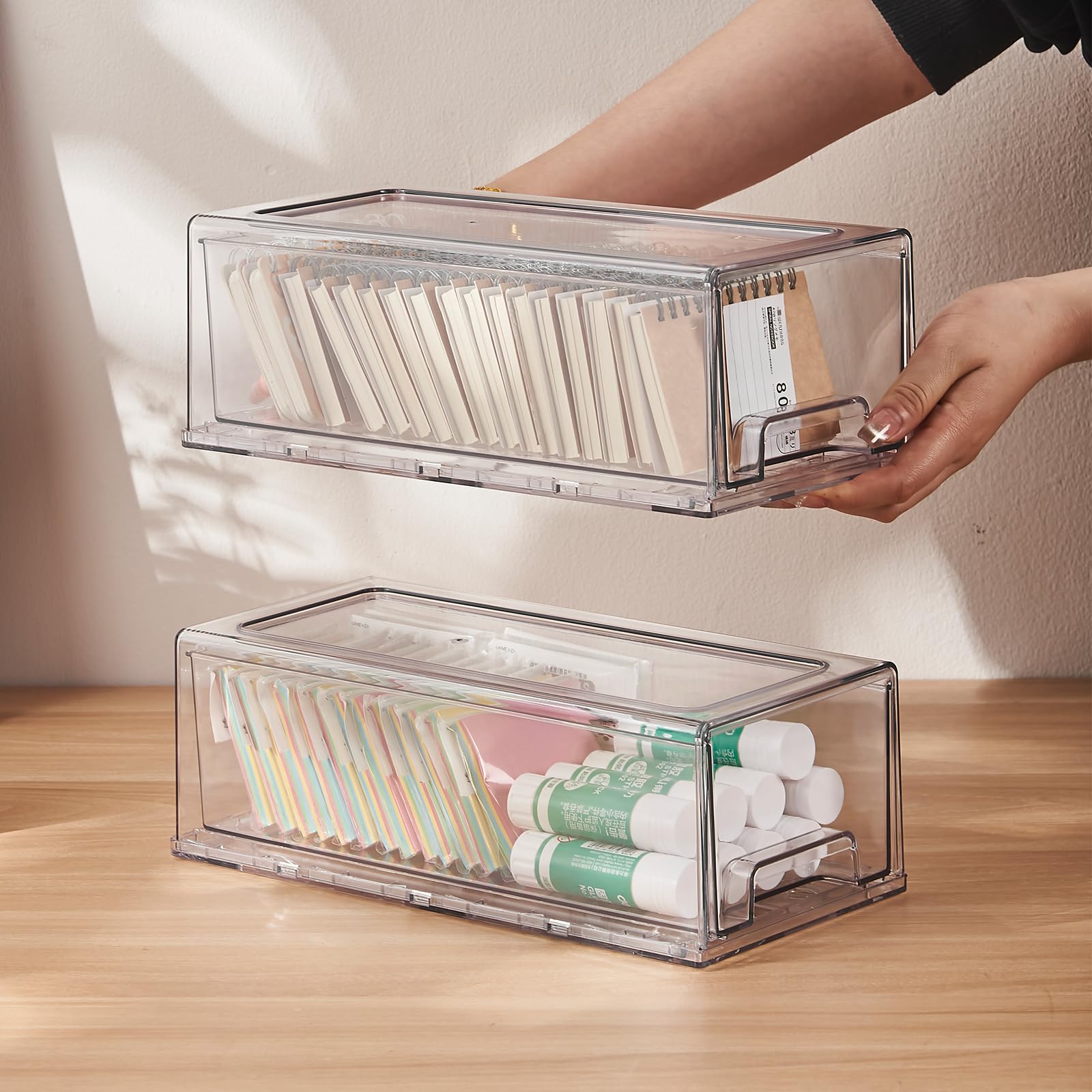 Amazon | 洋魚です 2個セット重なるクリアケース 幅32×奥行15×高さ11cm