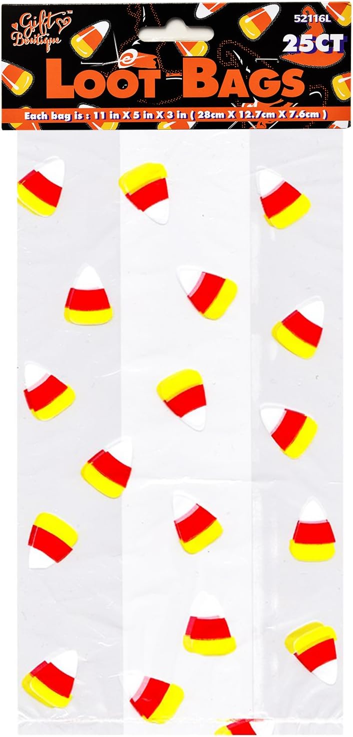 Halloween Cellophane Bags 150 Count, 6 Assorted Styles; Spiders, Pumpkins, Bats, Candy Corn, Skeleton and more.