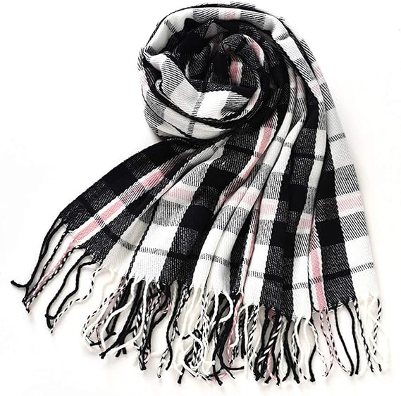 Amazon チェック柄 マフラー レディース スカーフ 大判 ストール カシミヤライク 秋冬 ロング ショール かわいい 約0 約60 ブラック ホワイト マフラー 通販