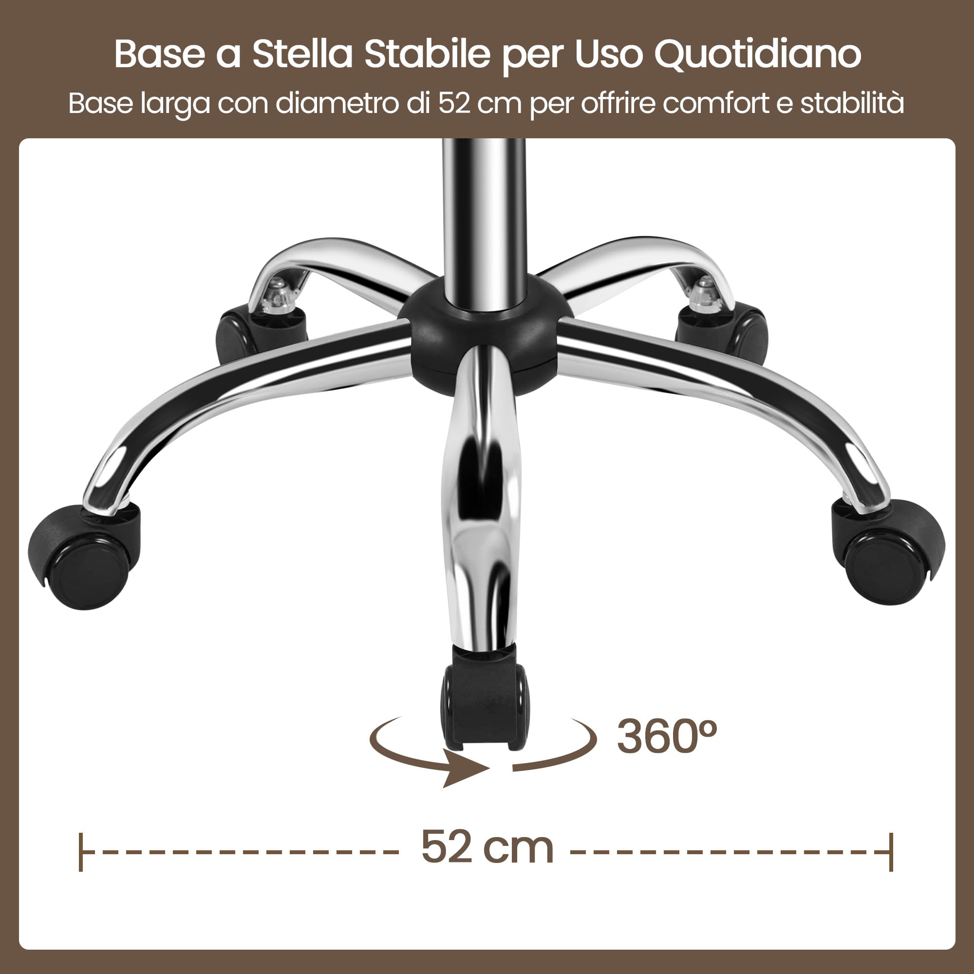 Sgabello con Ruote e Schienale, Sgabello da Ufficio a Rotelle Regolabile in Altezza 47-56,5 cm, Sedia Girevole da Trucco, Estetista, Salone, Studio (Nero)