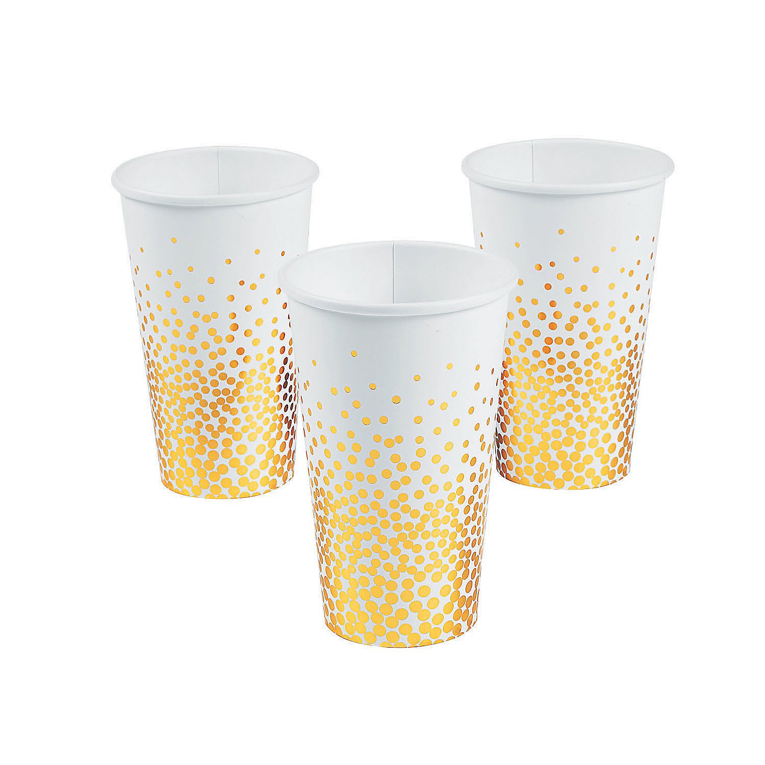 Fun ExpressWhite W/gold Foil Dot 16oz Cups 24pc for Wedding - Party Supplies - Print Tableware - Print Cups - Wedding - 24 Pieces