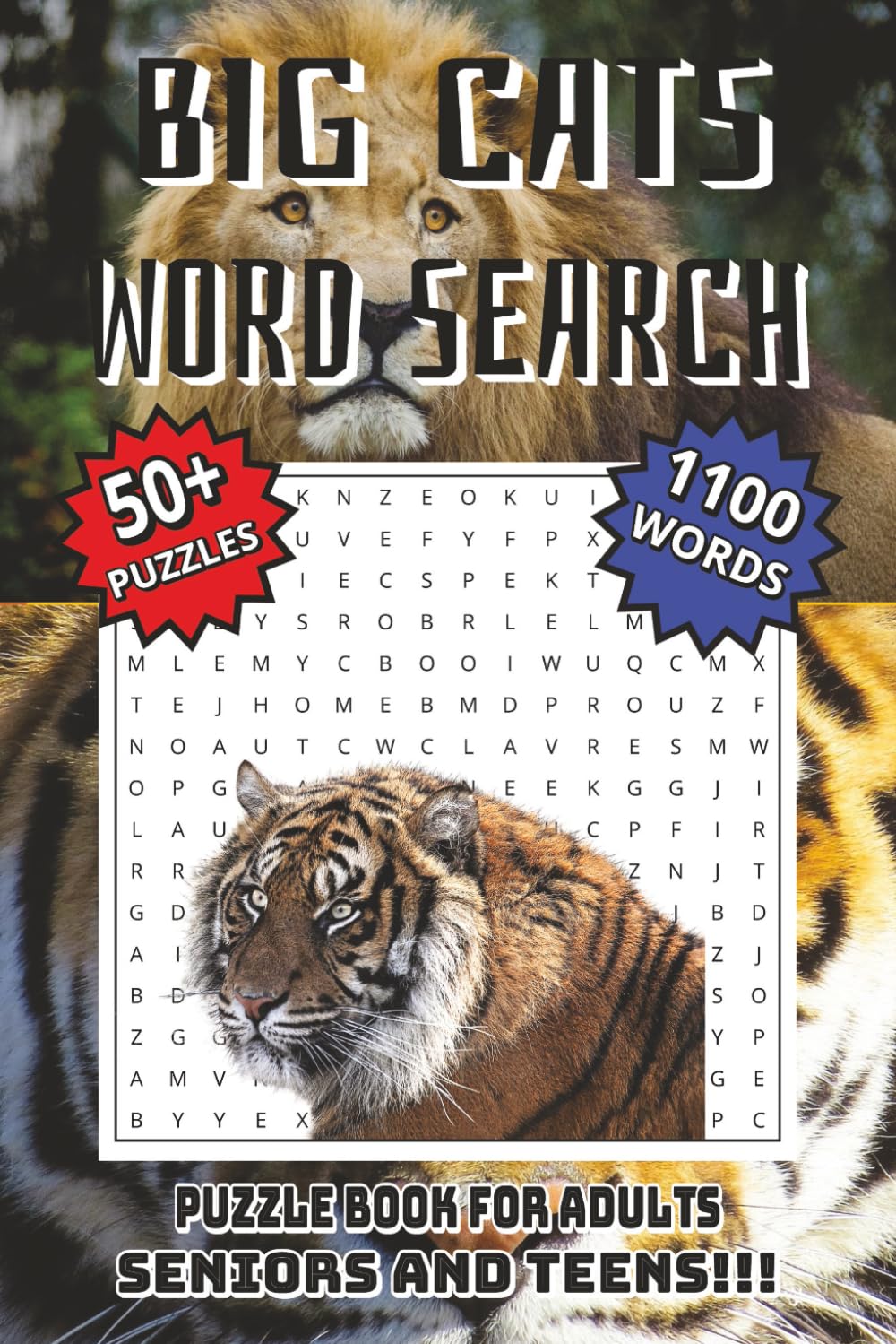 Big Cats Word Search: Puzzle Book For Adults, Seniors and Teens!!!!