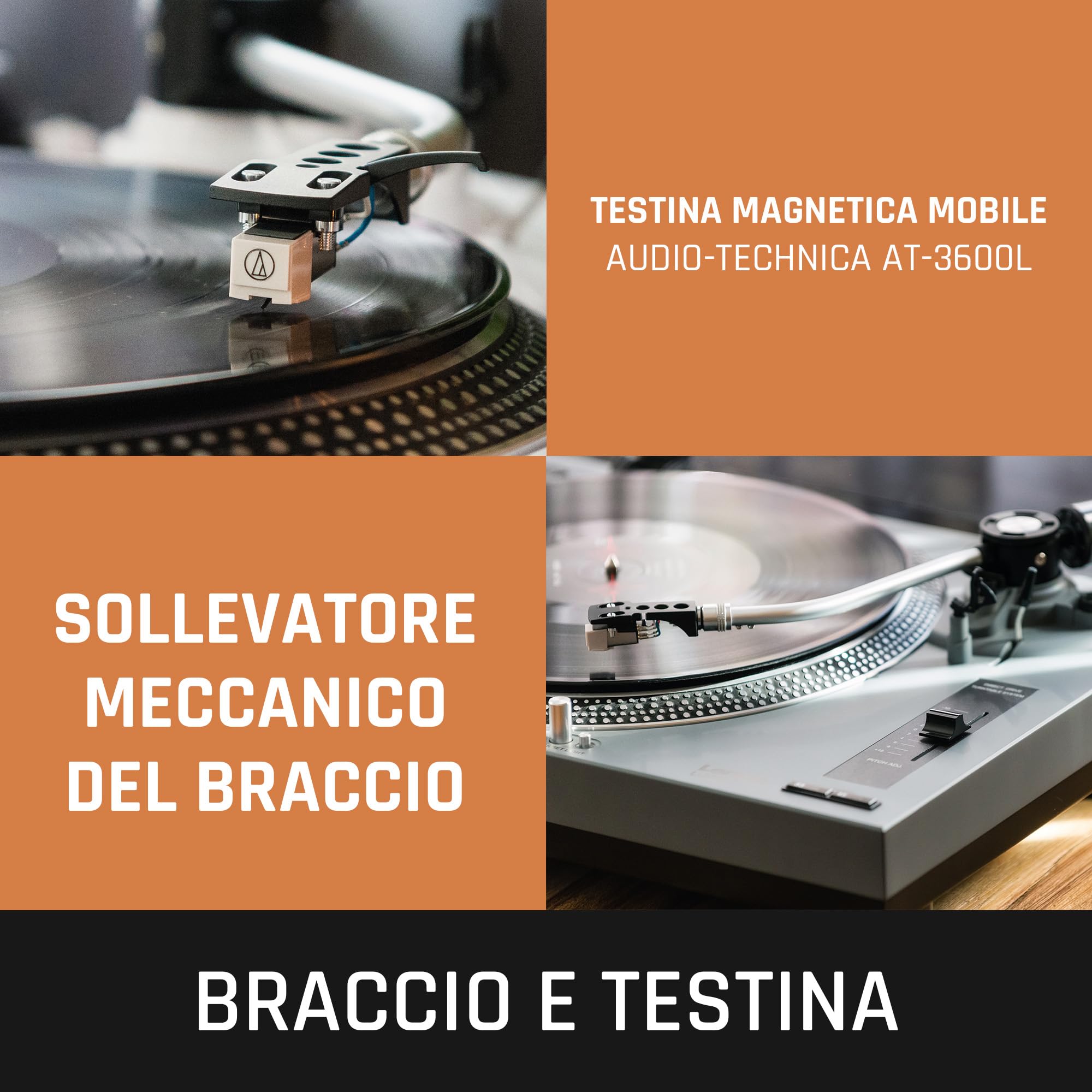 Lenco L-3810 Giradischi con azionamento diretto – Giradischi DJ – 33/45 giri/min – Pitch Control – Sistema di pickup magnetico – Illuminazione ago – Pitch Control – Grigio opaco