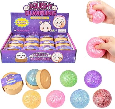 12PCS Glitter Dumpling Squishy Mystery Box, Mini Dumplings Stress Relief Set, Cute Real Bun Fidget Ball Sensory for Anxiety Relief Hand Relax Birthday Party Gifts A-Classic