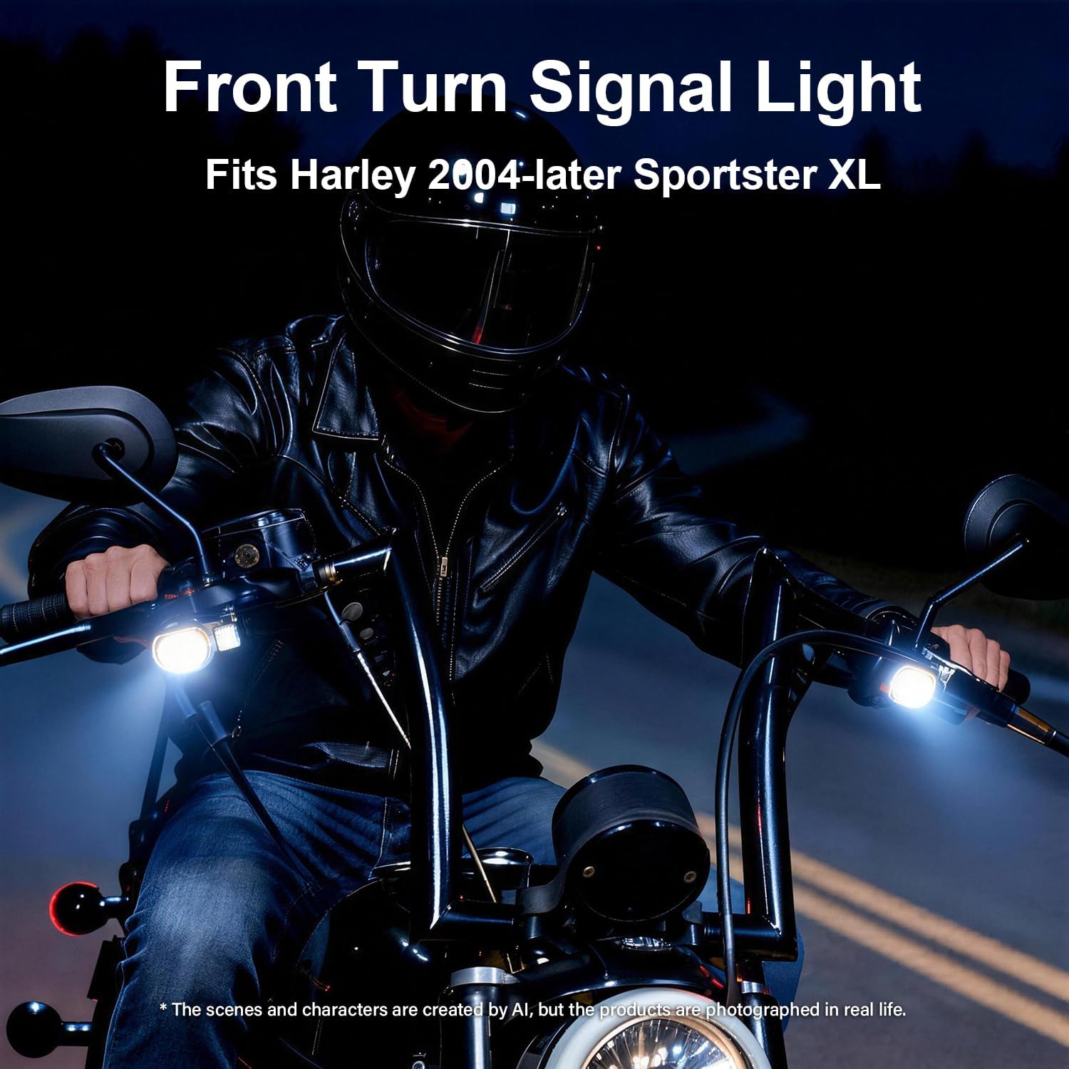 MoKitDora Led Turn Signal Light Mini Size Blinkers Front Running Light for 2004-later Sportster XL 1200 883 Models, Red Housing
