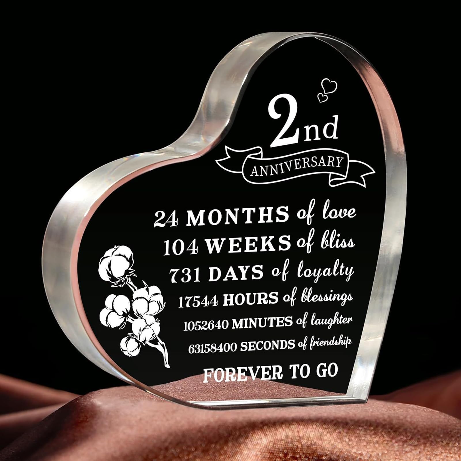 SUOXU 2nd Gifts for Wife Husband - Heart-Shaped Acrylic Plaque |I Love You Wedding Anniversary,Thanksgiving & Christmas Gifts 10x10cm Home Office Desk Accessories Decor Sign