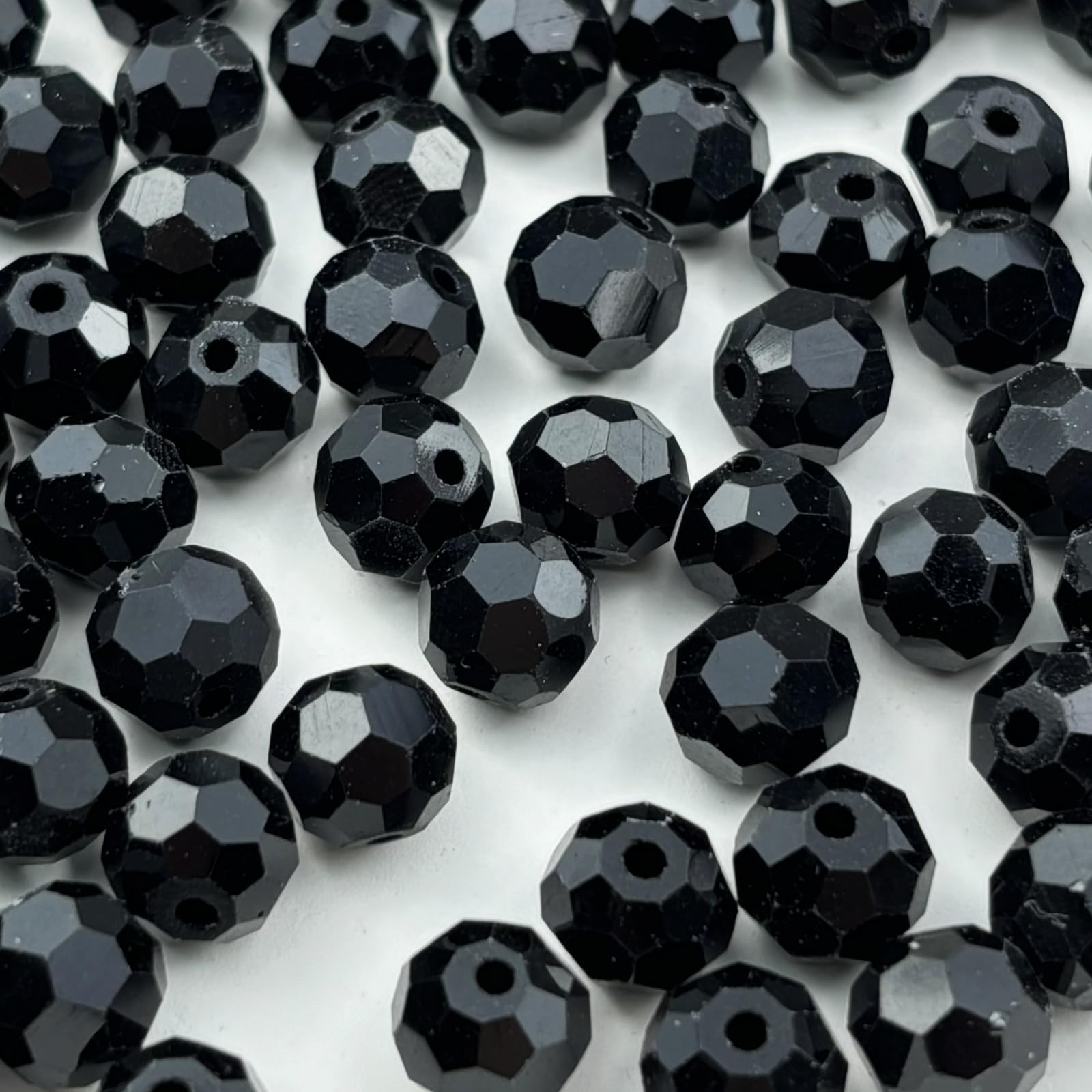 YUEXIGO 400pcs 4mm Round Crystal Glass Beads for Jewelry Making, Faceted Crystal Glass Spacer Beads for Bracelet Earring Necklace DIY Craft(Black)