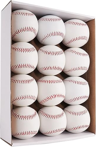 Paquete de 12 pelotas de béisbol con autógrafo de práctica deportiva de 9 pulgadas para niños/jóvenes, pelotas de béisbol a granel para lanzar,