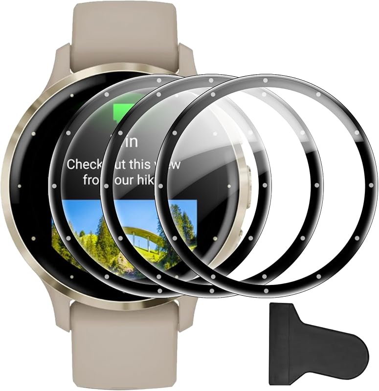 Película Protetora de Tela em Vidro Temperado para Garmin Venu 3S, Transparente, 3D, Compatível com Capas, Kit com 3