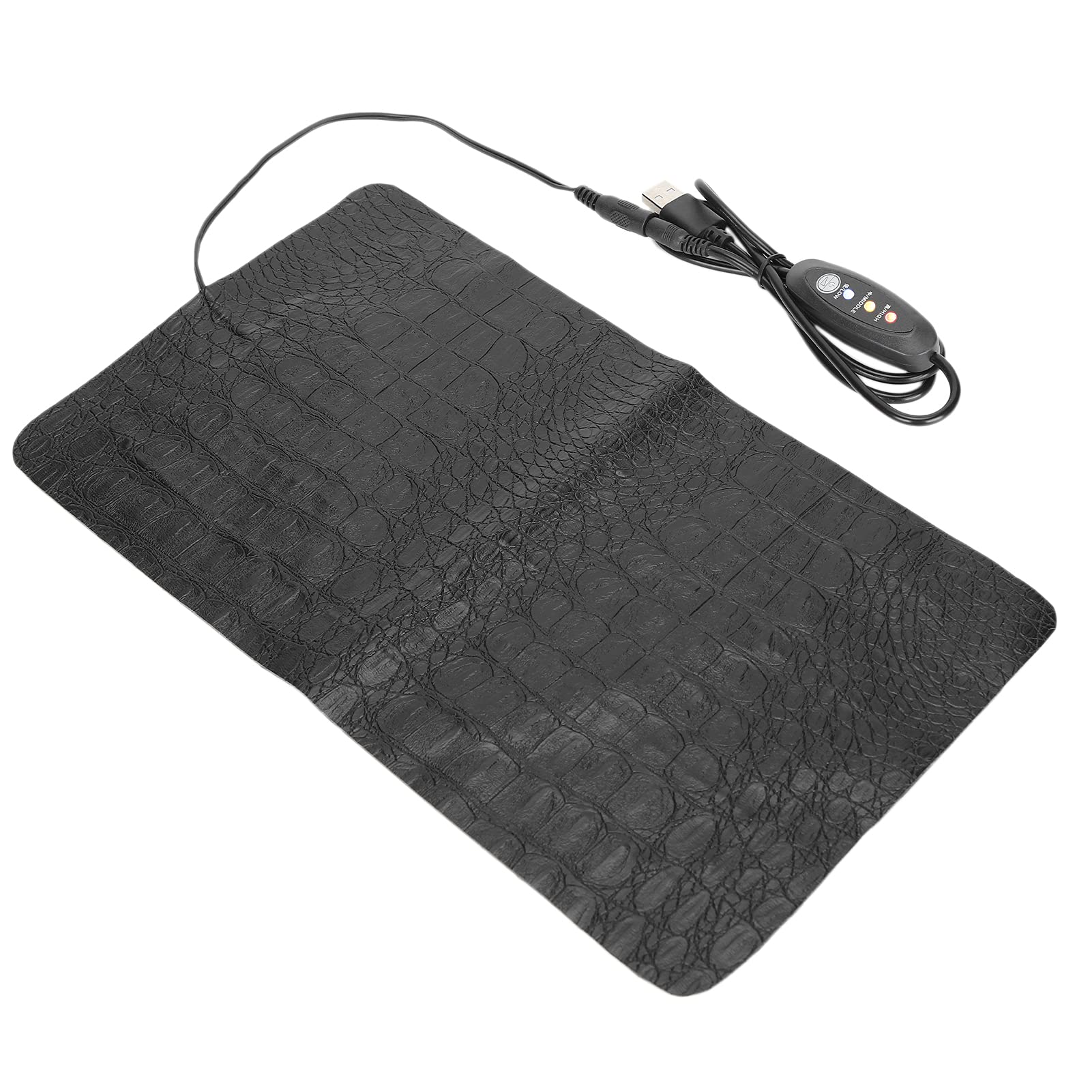 USB Heat Mat for Reptiles PU Leather Under Tank Heater, Reptile AntiScratch Heating Pad with Temperature Adjustment for Pet Lizards and Turtles (Large)