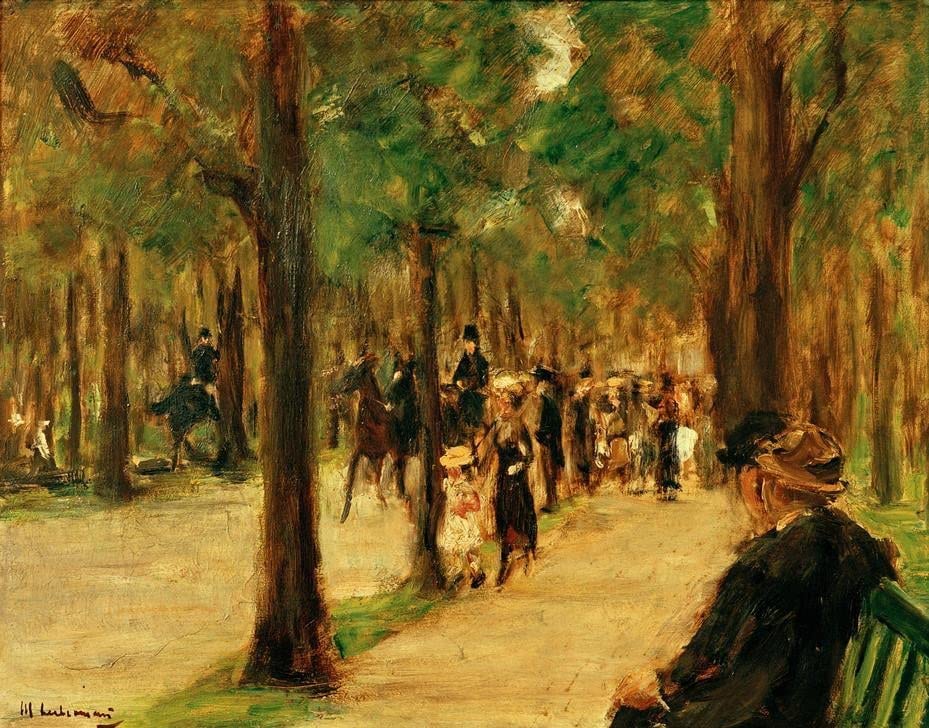 Impression sur toile Max Liebermann peinture salon chic promenade Tiergarten