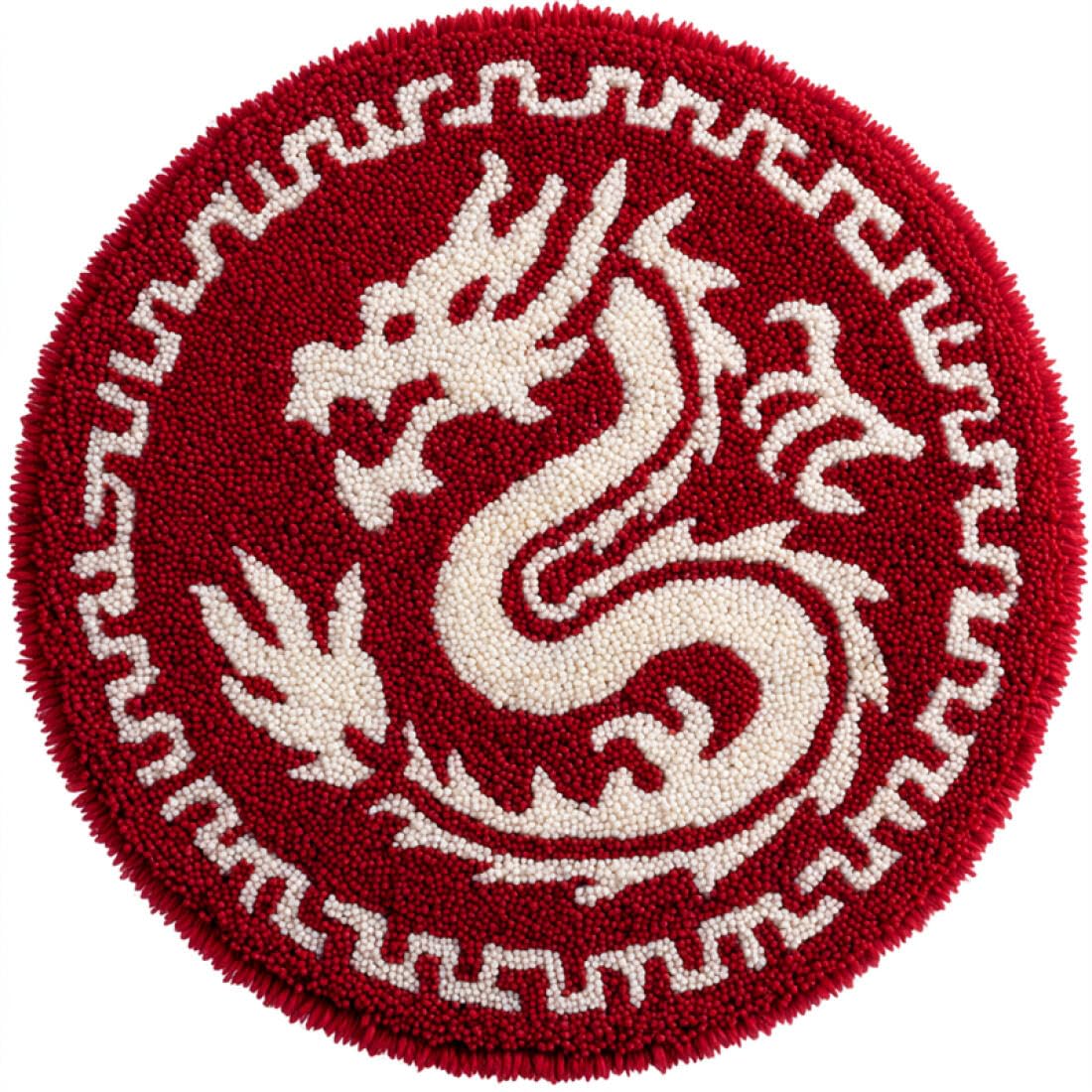 Rqwybcaxn G Diy Latch Hook Ru Makin Kits For Beginners Animal Embroidery Set Eastern Dragon 60X60cm Round Washable Area Ru Bedroom Wall Hangin