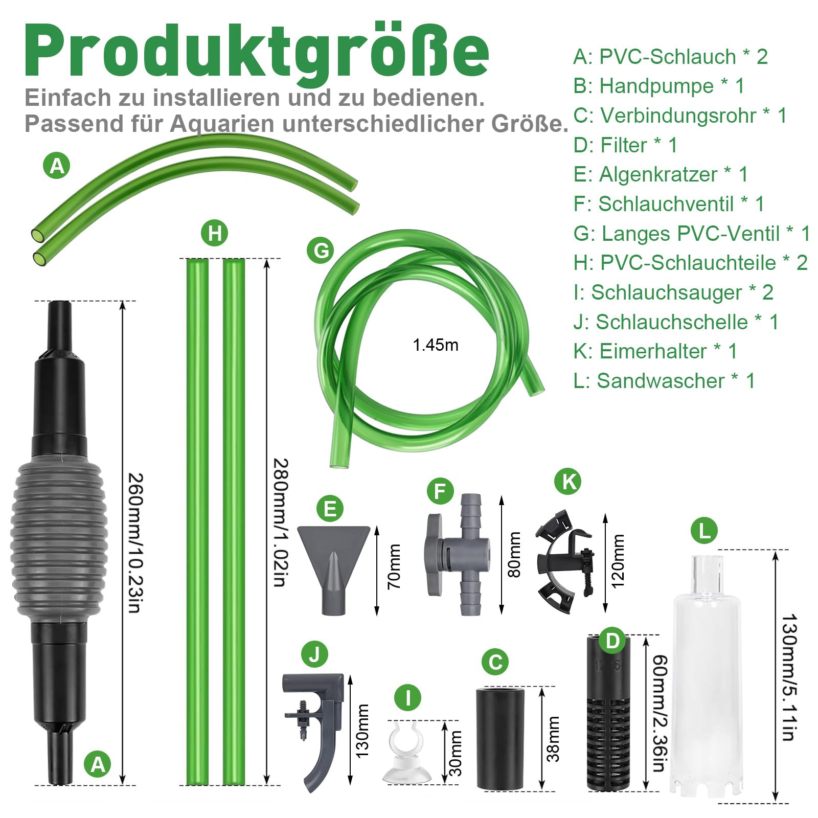GuKKK Aquarium Wasserwechsler, Mulmsauger Aquarium, Handbetriebener Aquarium Reiniger, Reinigung Sand Filter Fisch Tank Kiesfilter, Aquarium Filter für Wasserwechsel und Filter Sandreinigung
