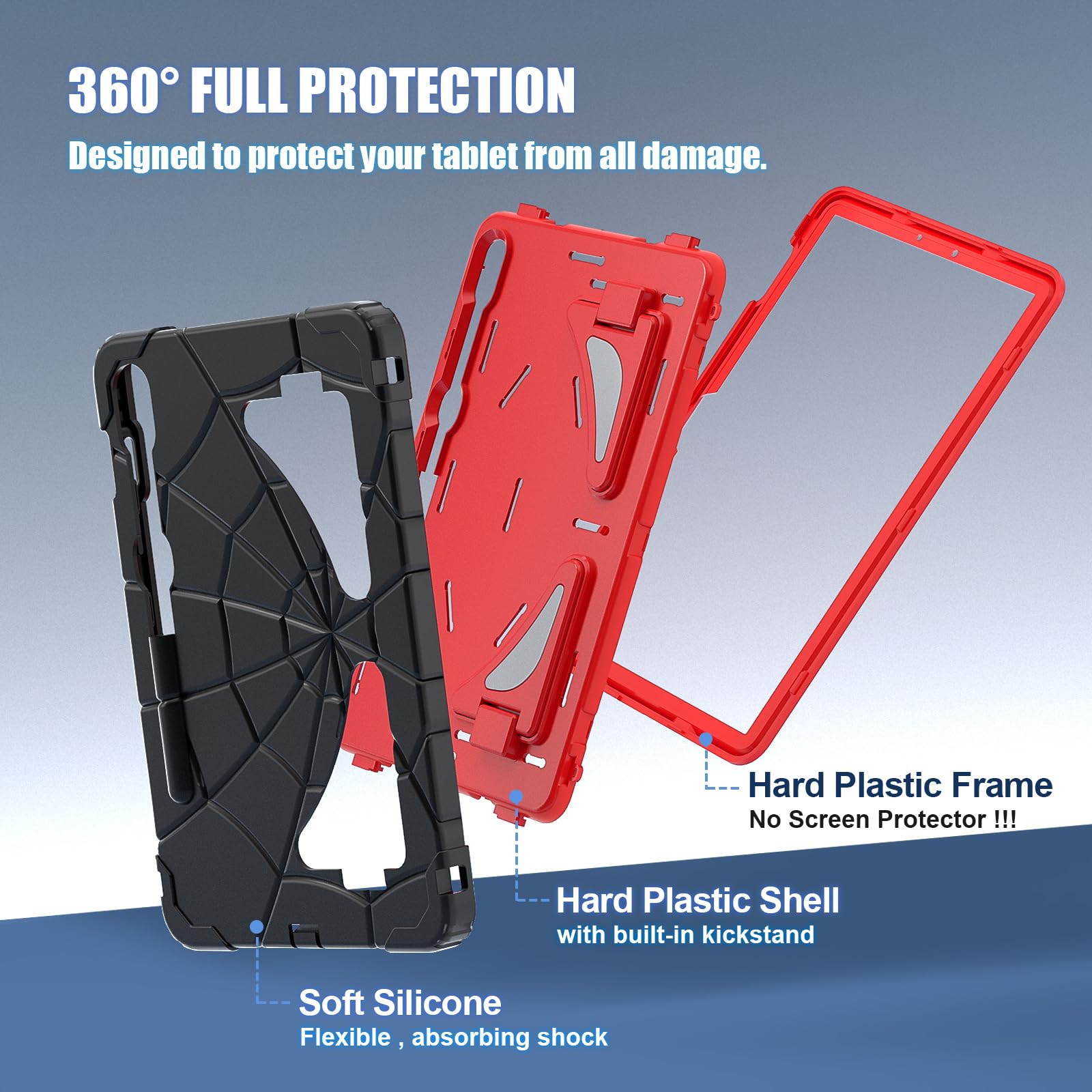 Funda resistente para niños para Samsung Galaxy Tab S10 Lite de 10.9 pulgadas 2025 SM-X400/X406B/S10FE con soporte dual y porta S Pen, funda resistente de PC+silicona a prueba de golpes para