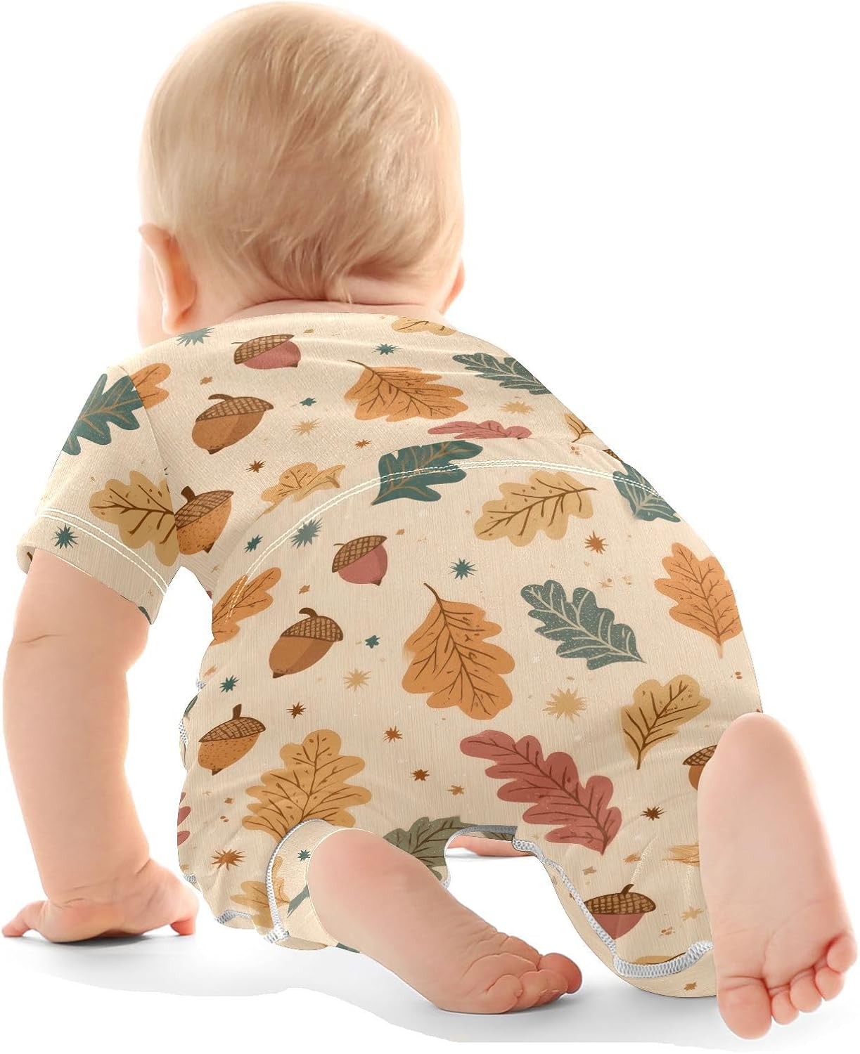 vvfelixl Baby Clothes Autumn Leaves Acorns Baby Bodysuits Set Unisex Short Sleeve Babys Pants Sets 0-3M