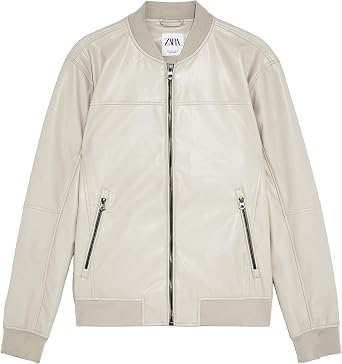 Zara 3918/300/710 - Cazadora Bomber para Hombre (Piel sintética) Beige L :  Amazon.es: Moda