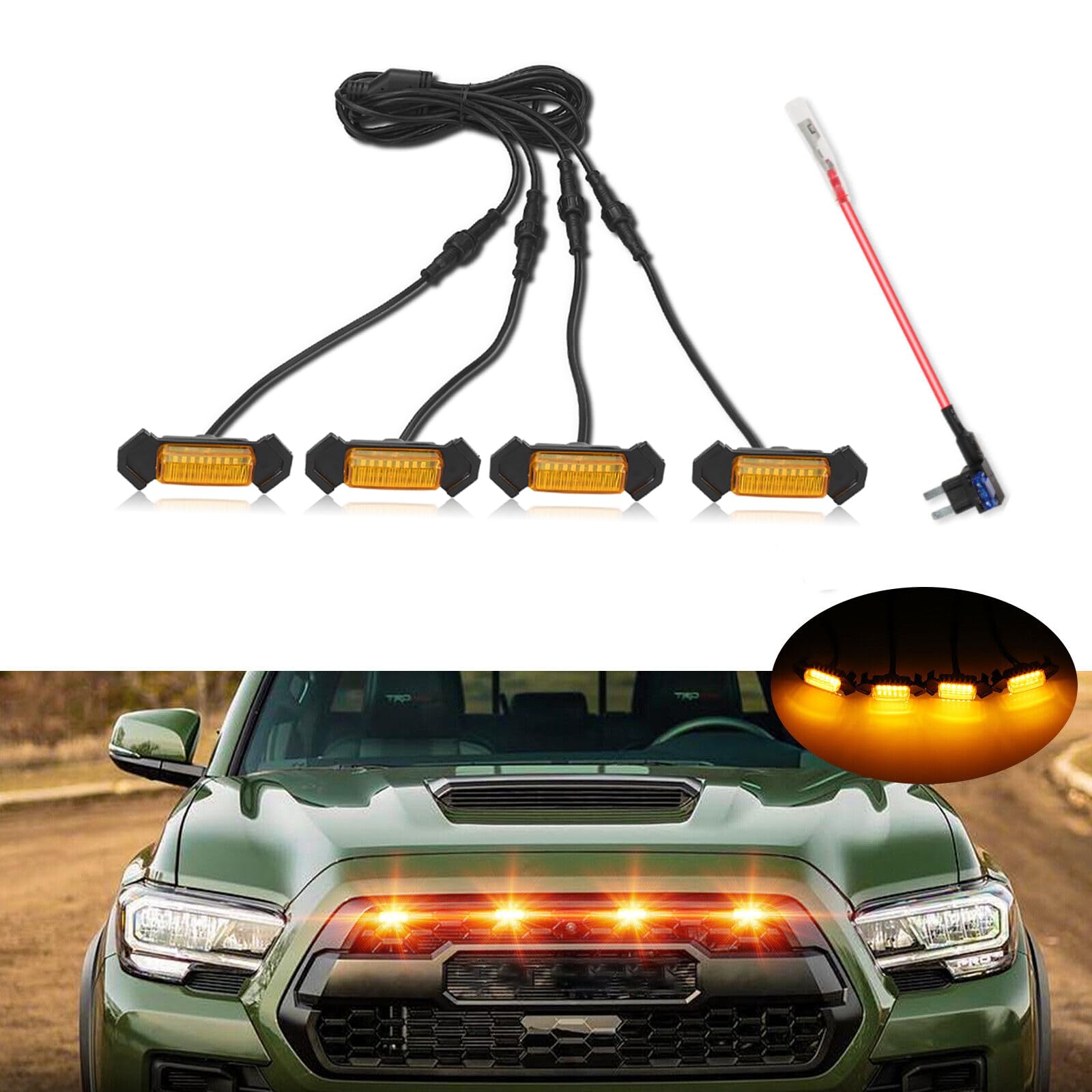 Amazon | LEDグリルライト 4個 トヨタ タコマ TRD PRO 2016-2023用 