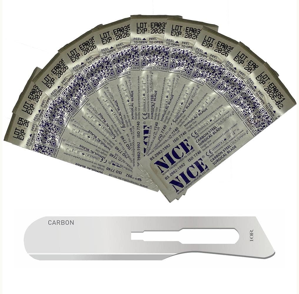 10 x NICE No.10R Sterile Carbon Steel CS10R Surgical Blades