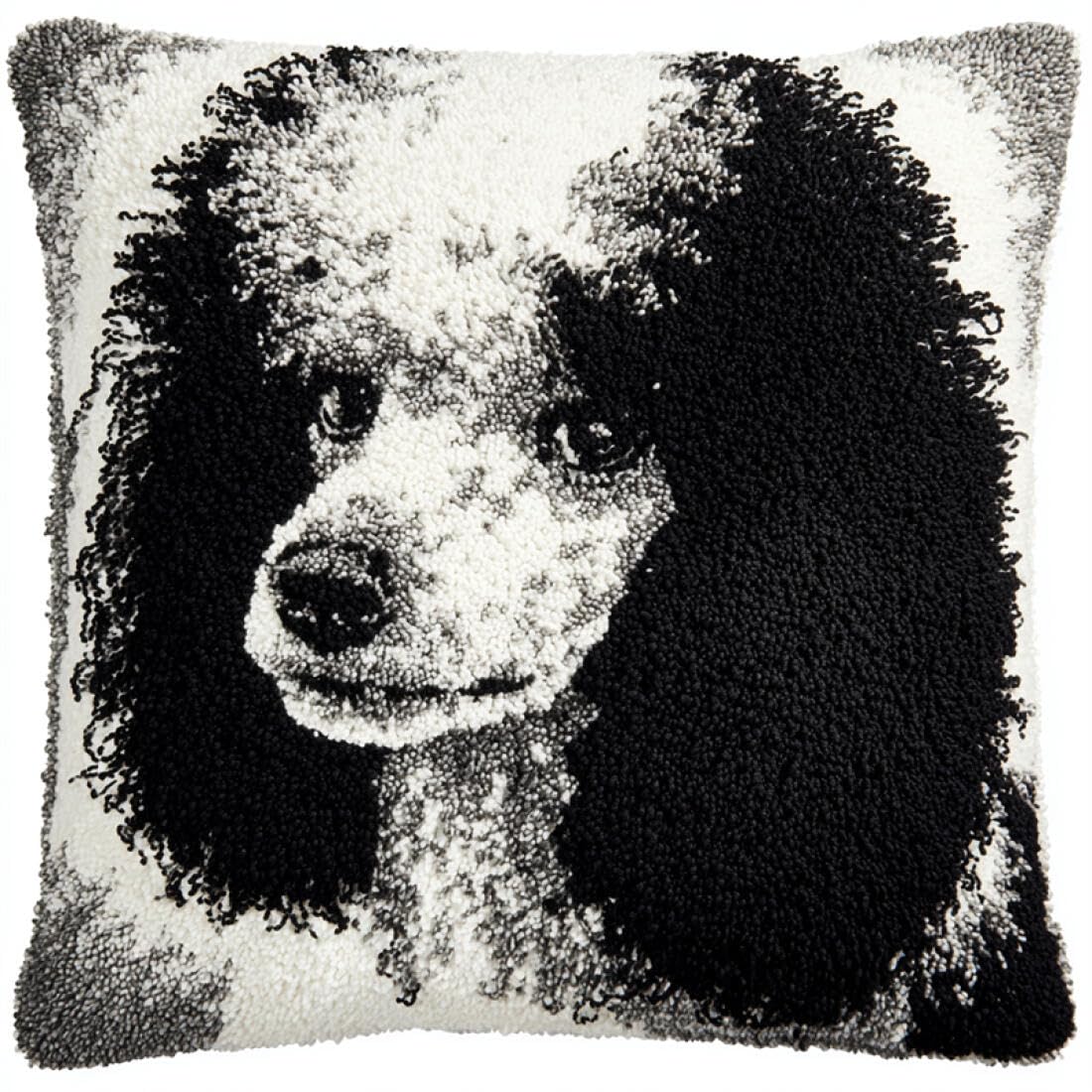 Kitquiver Animal DIY Latch Hook Kit Cartoon Dog DIY Latch Hook Rug Kit for Beginners Embroidery Cushion Canvasfor Adult Beginners 17x17In