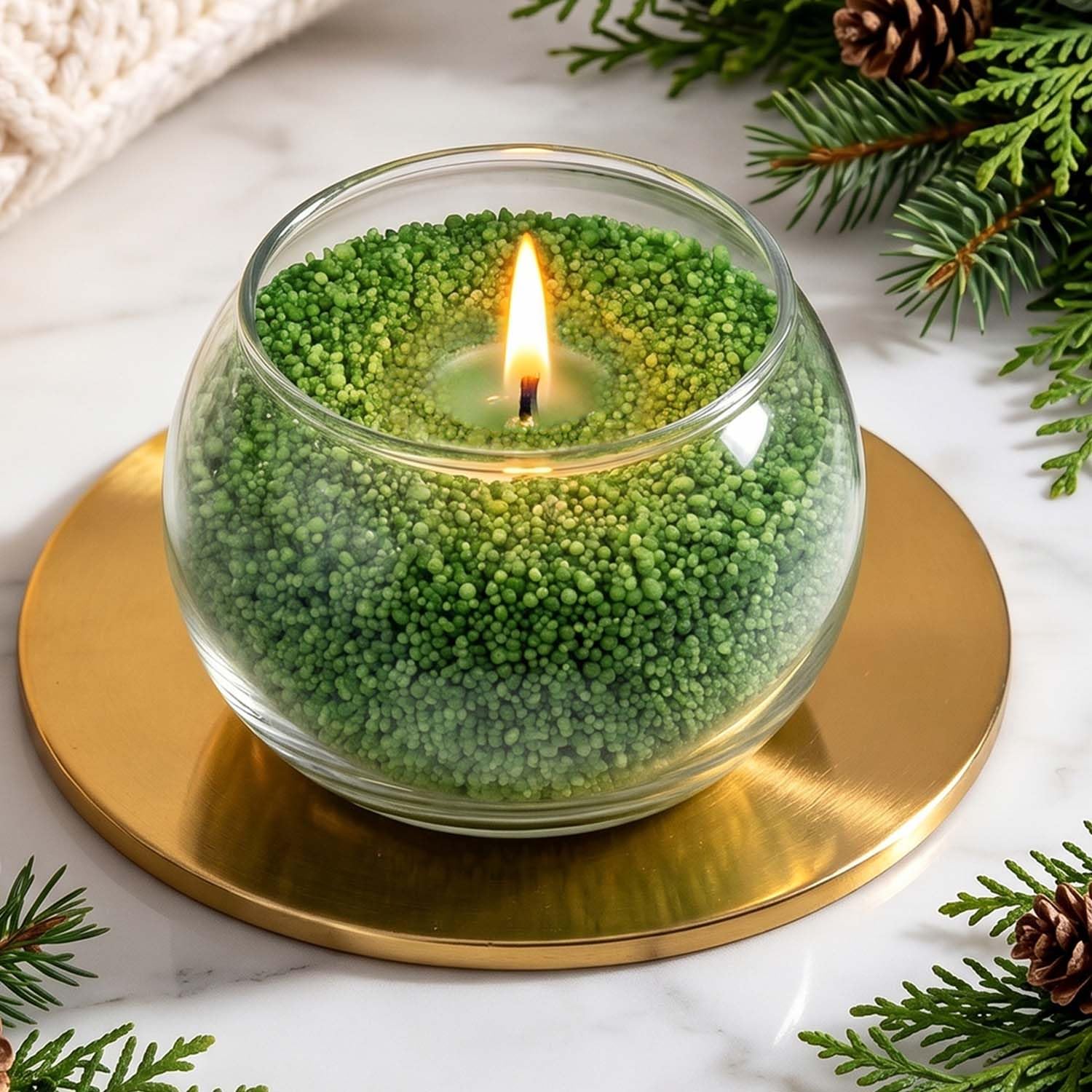Pearled Candle 18oz, DIY Pearled Candle Sand With Wicks, Sand Candle with Plant-Based Granulated Wax, 30 Cotton Wicks & 1Spoon, Reusable Wax for Candle Making Decorative Candles (Cedar Green)