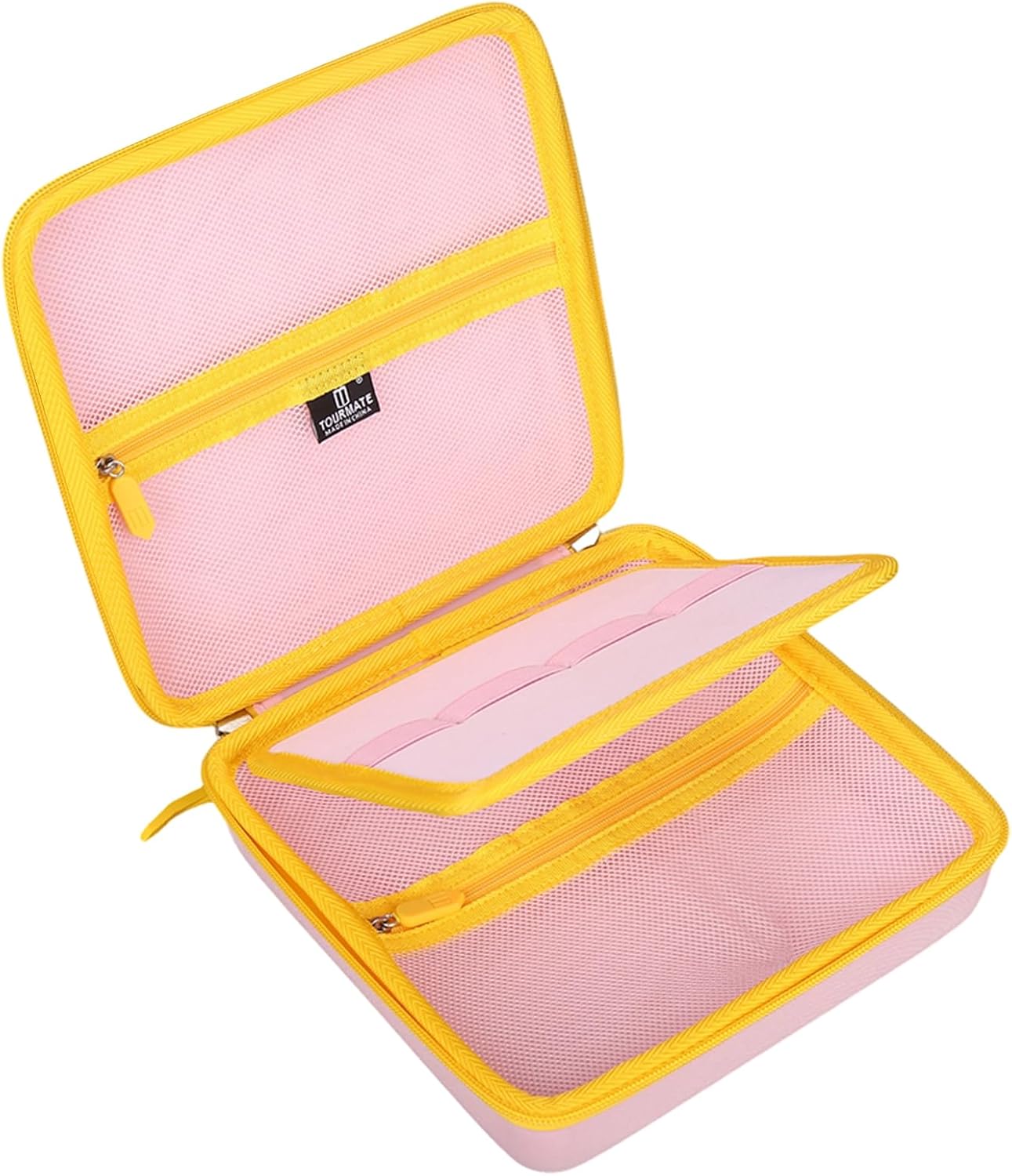 Tourmate Hard Case for Cardboard Construction Toys - 67/126/180/360-Piece Travel Toolbox Storage, Educational Toys Case (Only Box) (Pink&Yellow)