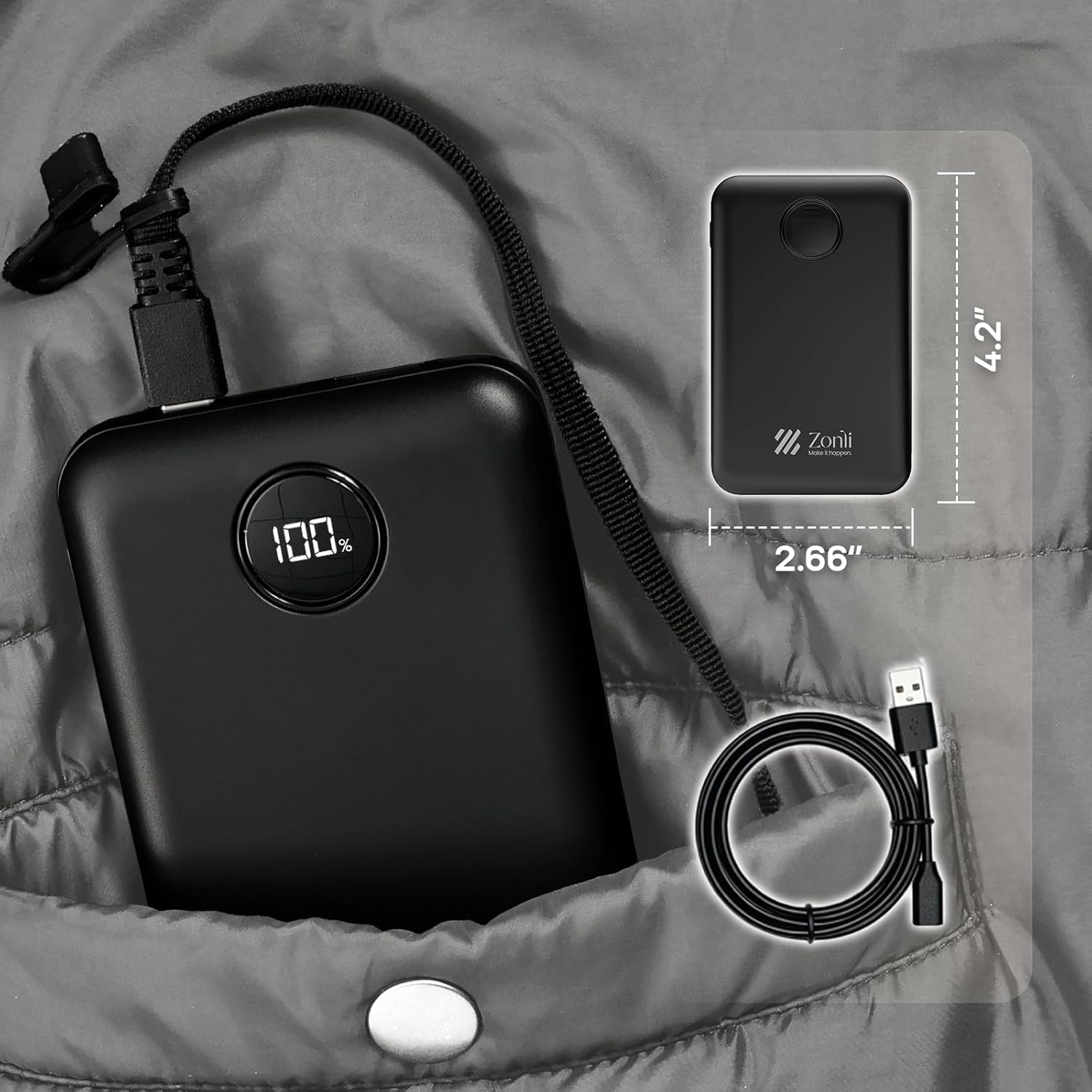 ZonLi Heated Blanket, Electric Portable Cordless Heated Wearable Blankets Battery Operated Heated Throw Blanket, Rechargeable Power Bank for Home, Office, Living Room, Camping, Travel - Image 7