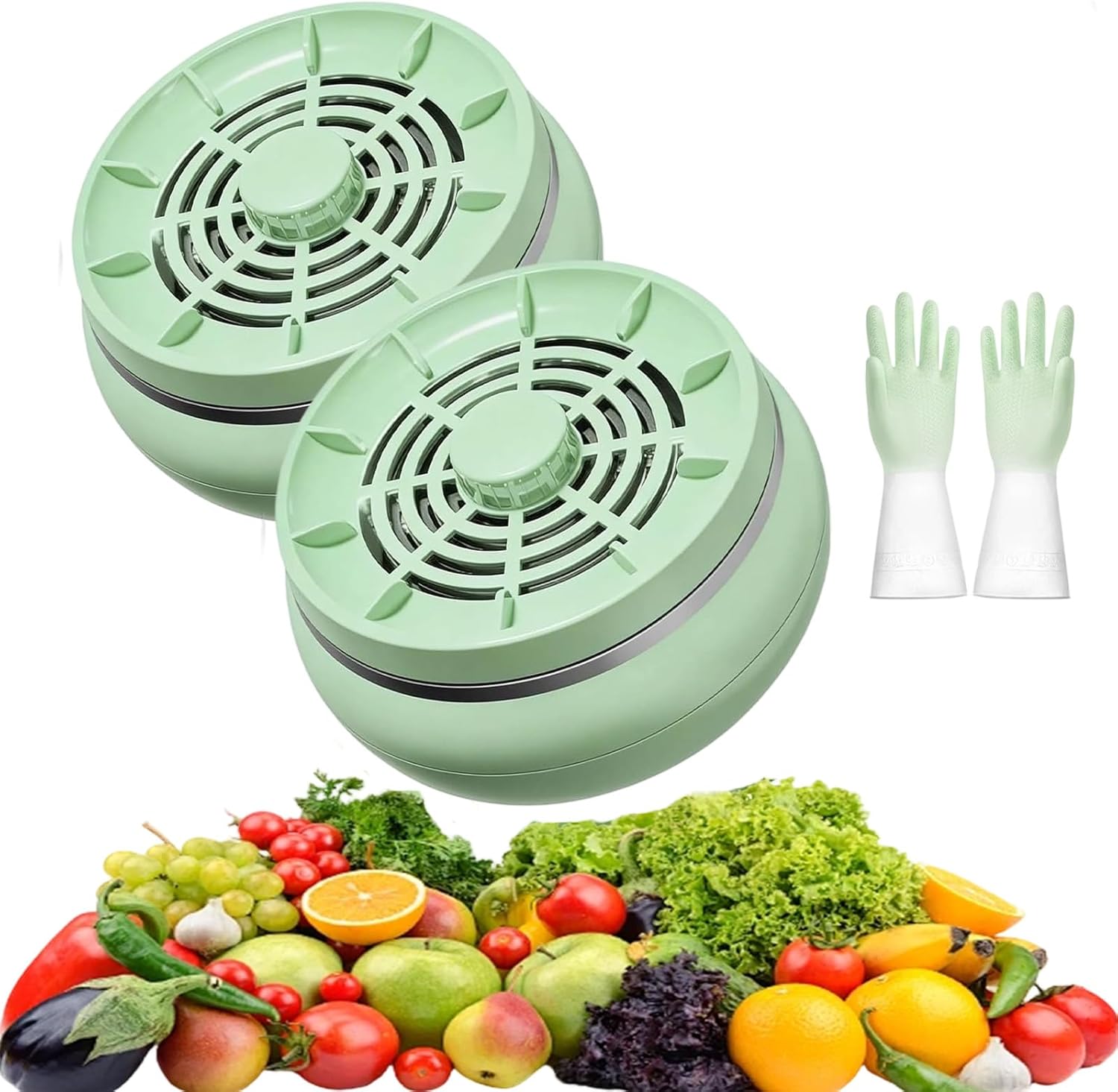 Fruit and Vegetable Washing Machine, Wireless Fruit and Vegetable Cleaning Purifier, Strong Vortexs Technology&Portable, for Veggie Grains Rice Meat Seafood (2PCS-A+B)