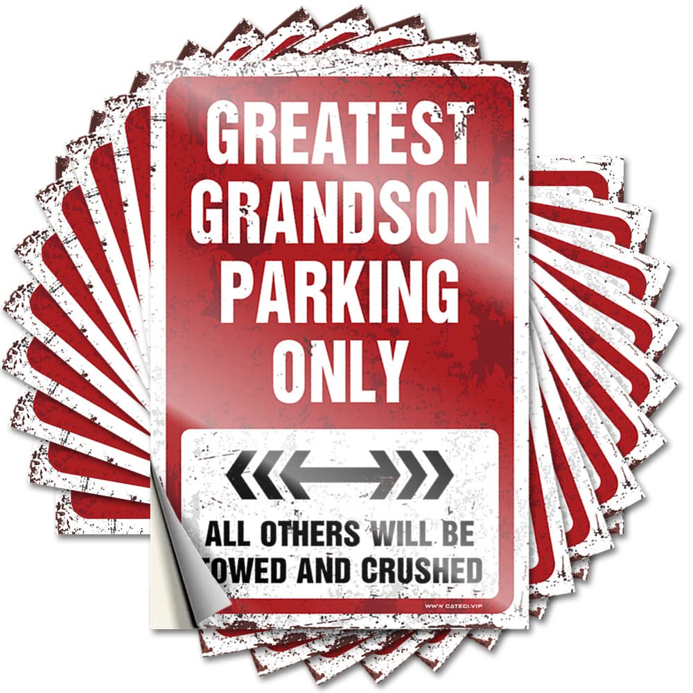 Outdoor Decorations for Patio, Sticker Girls Bottle Greatest Grandson Parking Only | Mini Waterproof Vinyl Stickers(6X9CM)