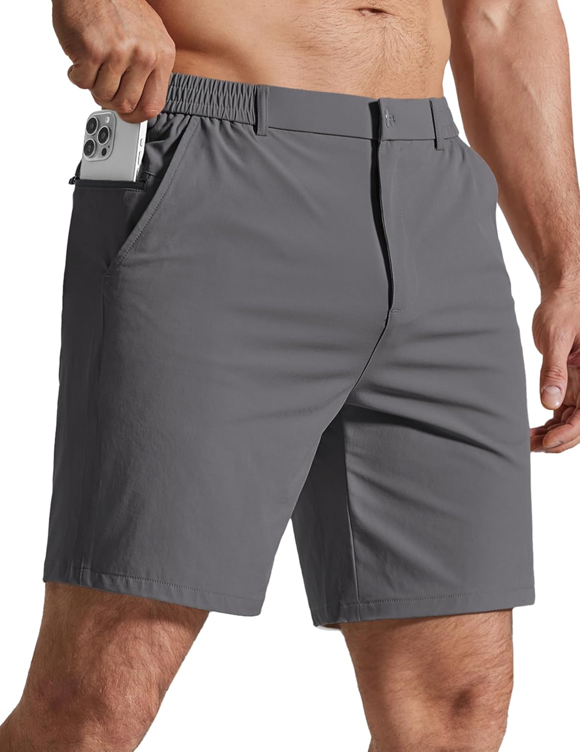 COOFANDY Mens Golf Shorts 7" Inseam Lightweight Quick Dry Shorts Elastic Waistband with 3 Pockets UPF50