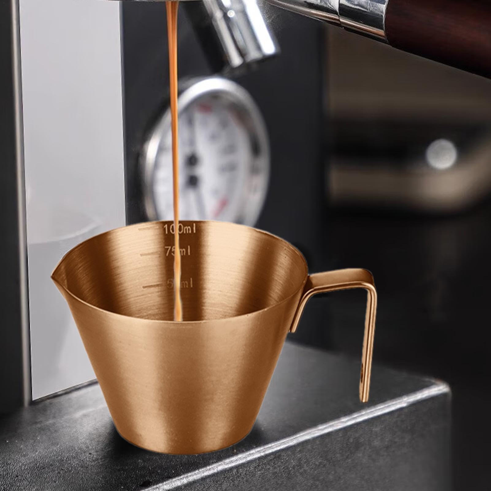 Roestvrijstalen espresso maatbeker met handvat 2/3 Pack Shot Espresso kopjes 100 ml Home Barista Koffie Accessoires (Maat: 100 ml, Kleur: 3 stuks 2 mond W