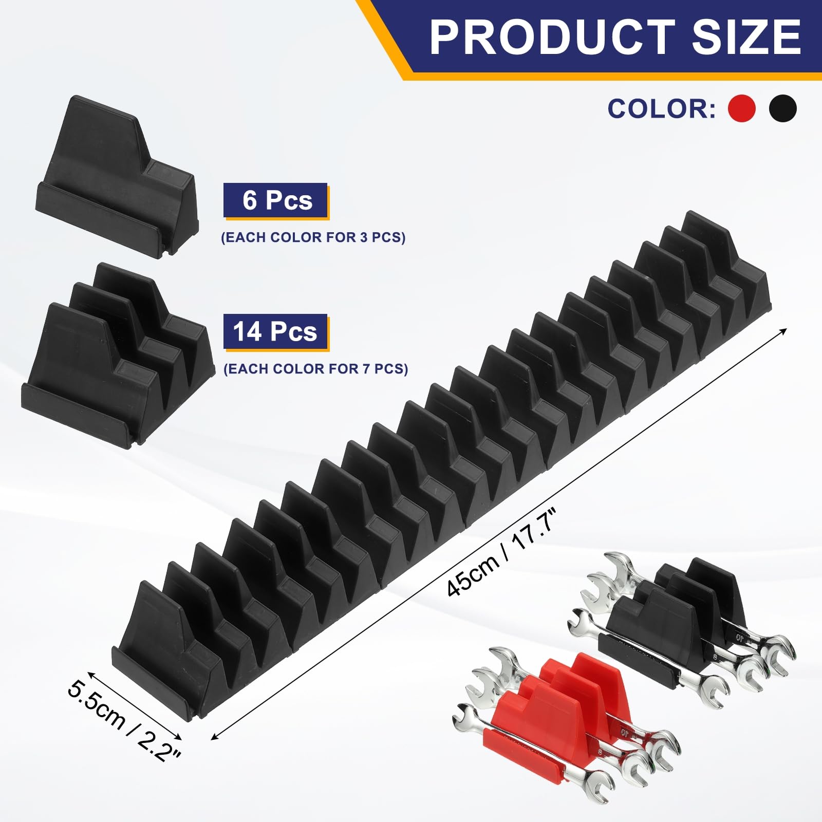 PATIKIL 46pcs Magnetic Wrench Organizer for Tool Box Magnetic Modular Wrench Organizer Holder Toolbox Universally for 46 Tools Drawer Chest Ratcheting Offset Wrenches - Image 2