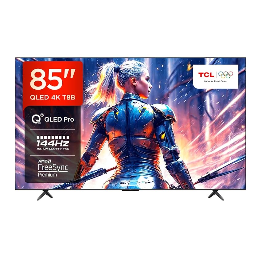 TCL 85T8B, TV QLED 85”, 4K Ultra HD, Google TV (Dolby Vision, Audio ONKYO 2.1 con Dolby Atmos, Controllo vocale hands-free, compatibile con Google assistant & Alexa, AirPlay2)